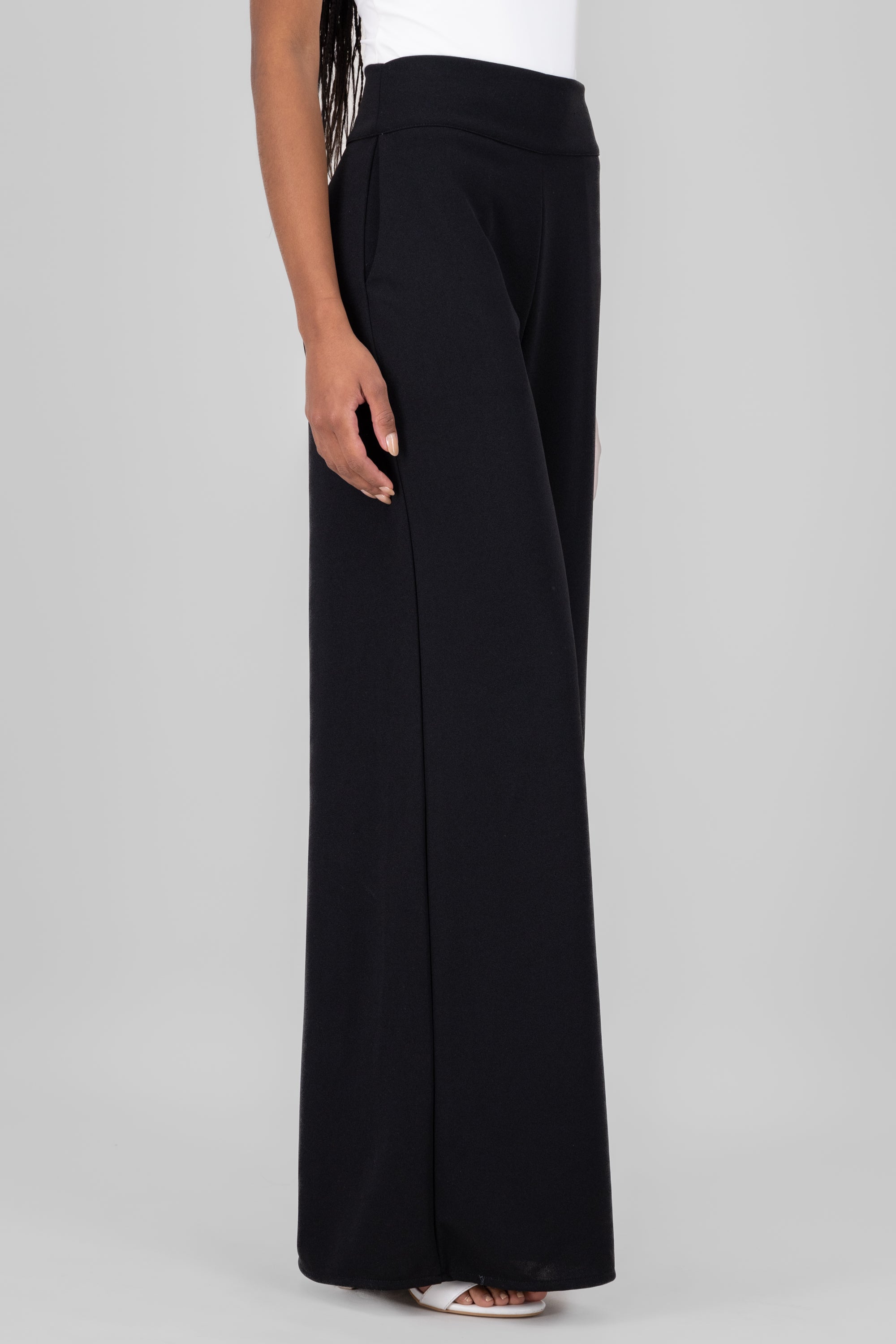 Solid Wide Leg Pants BLACK