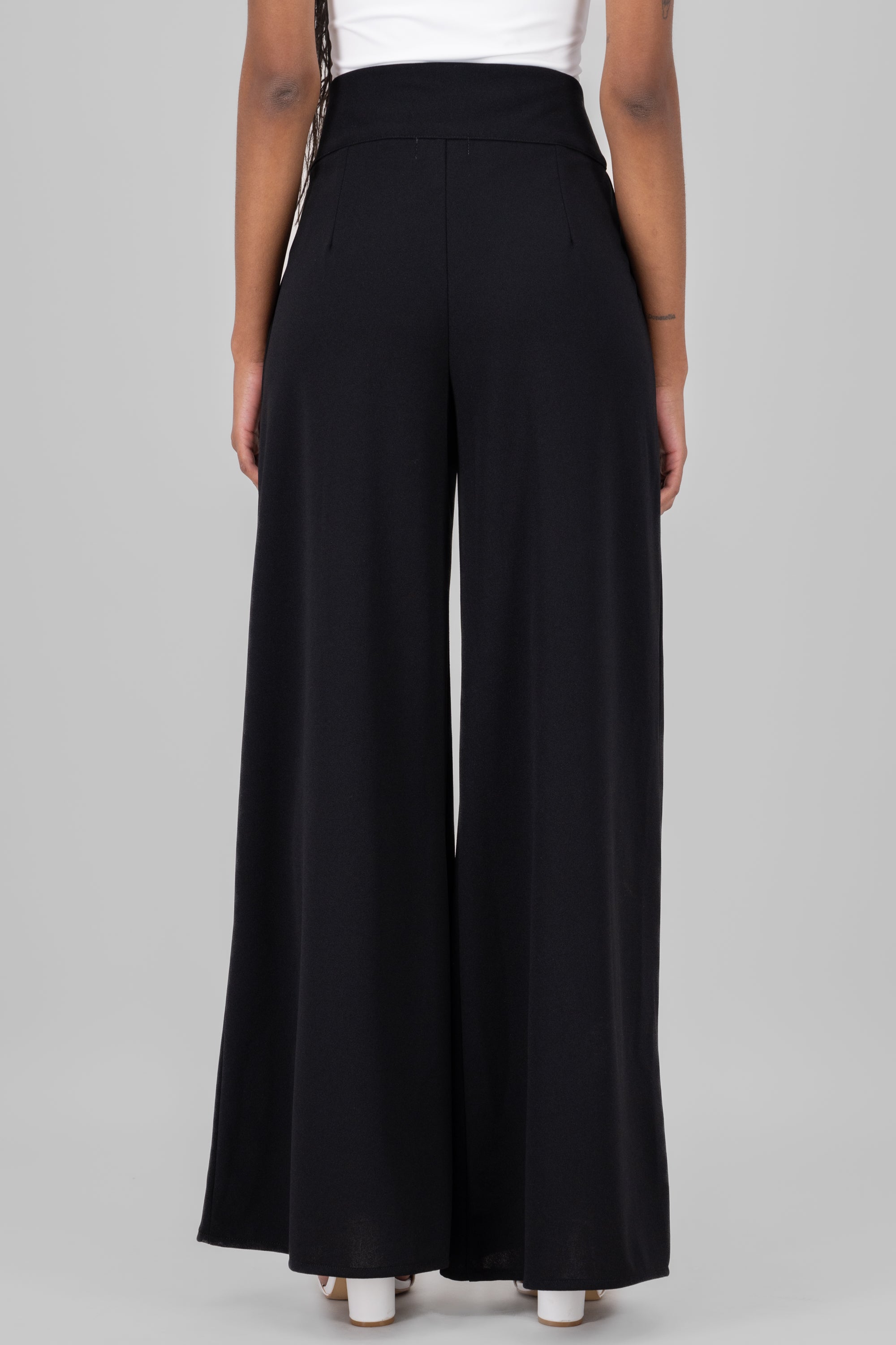 Solid Wide Leg Pants BLACK