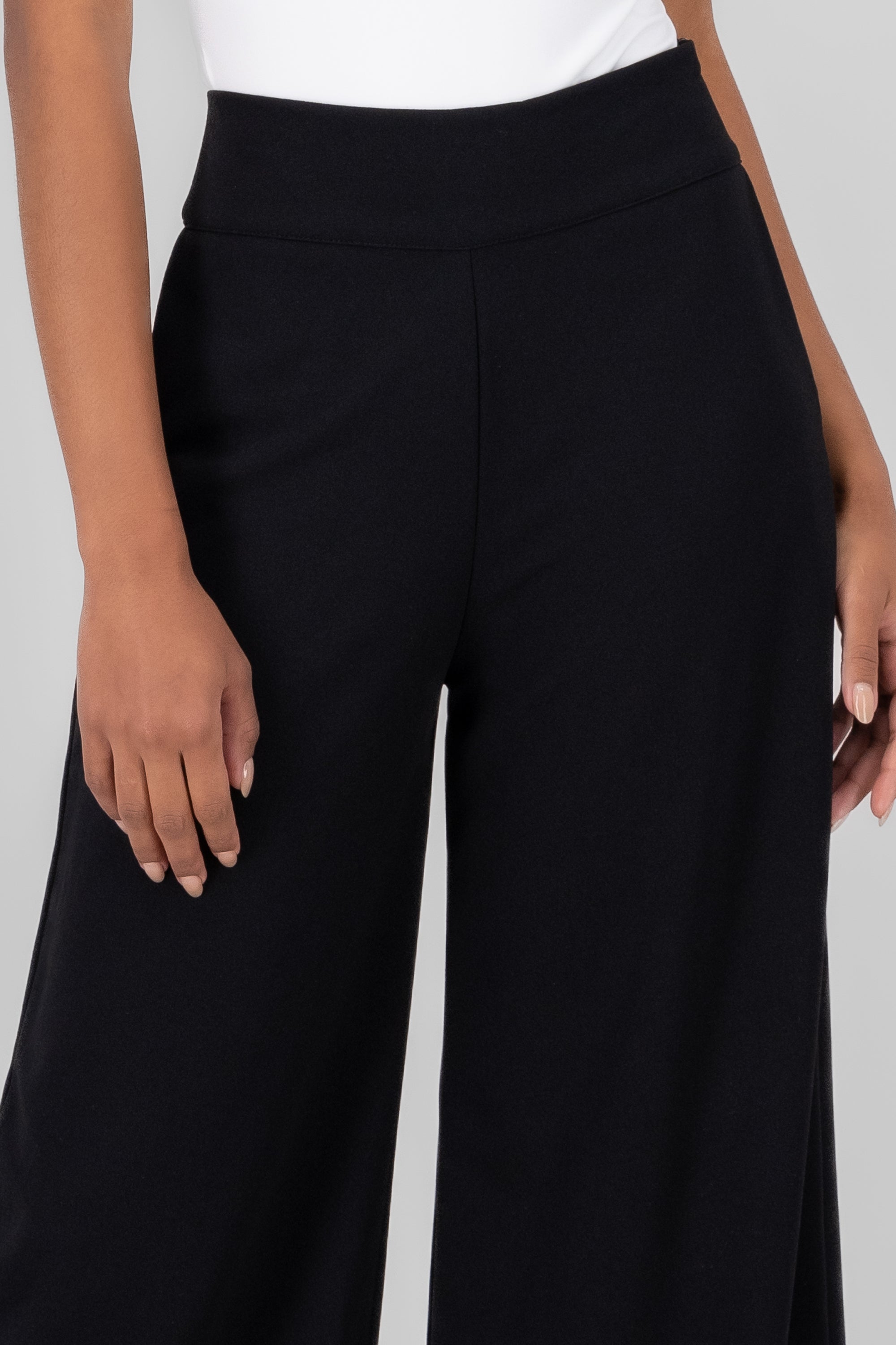 Solid Wide Leg Pants BLACK