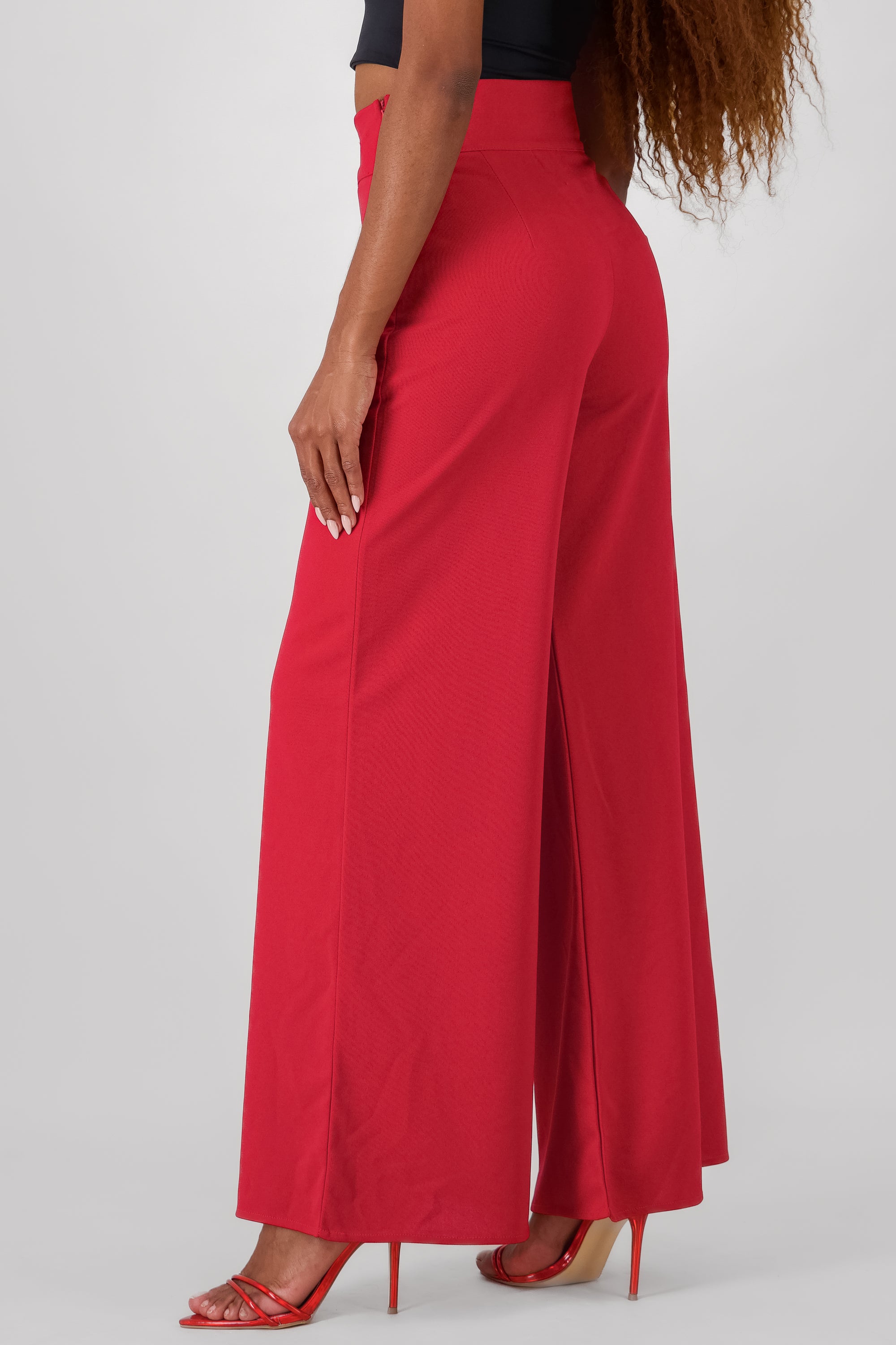 Solid Wide Leg Pants BURNT RED