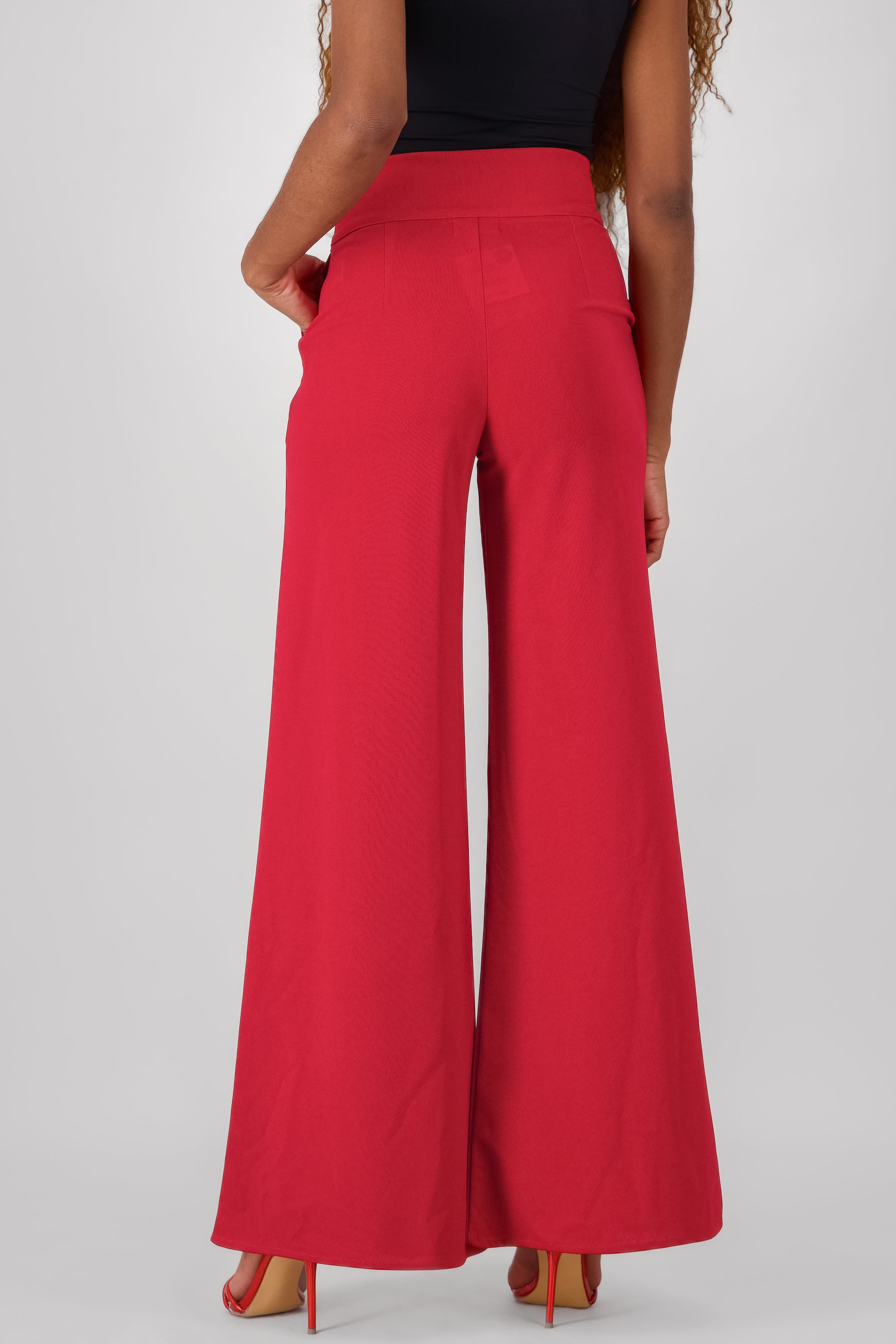 Solid Wide Leg Pants BURNT RED