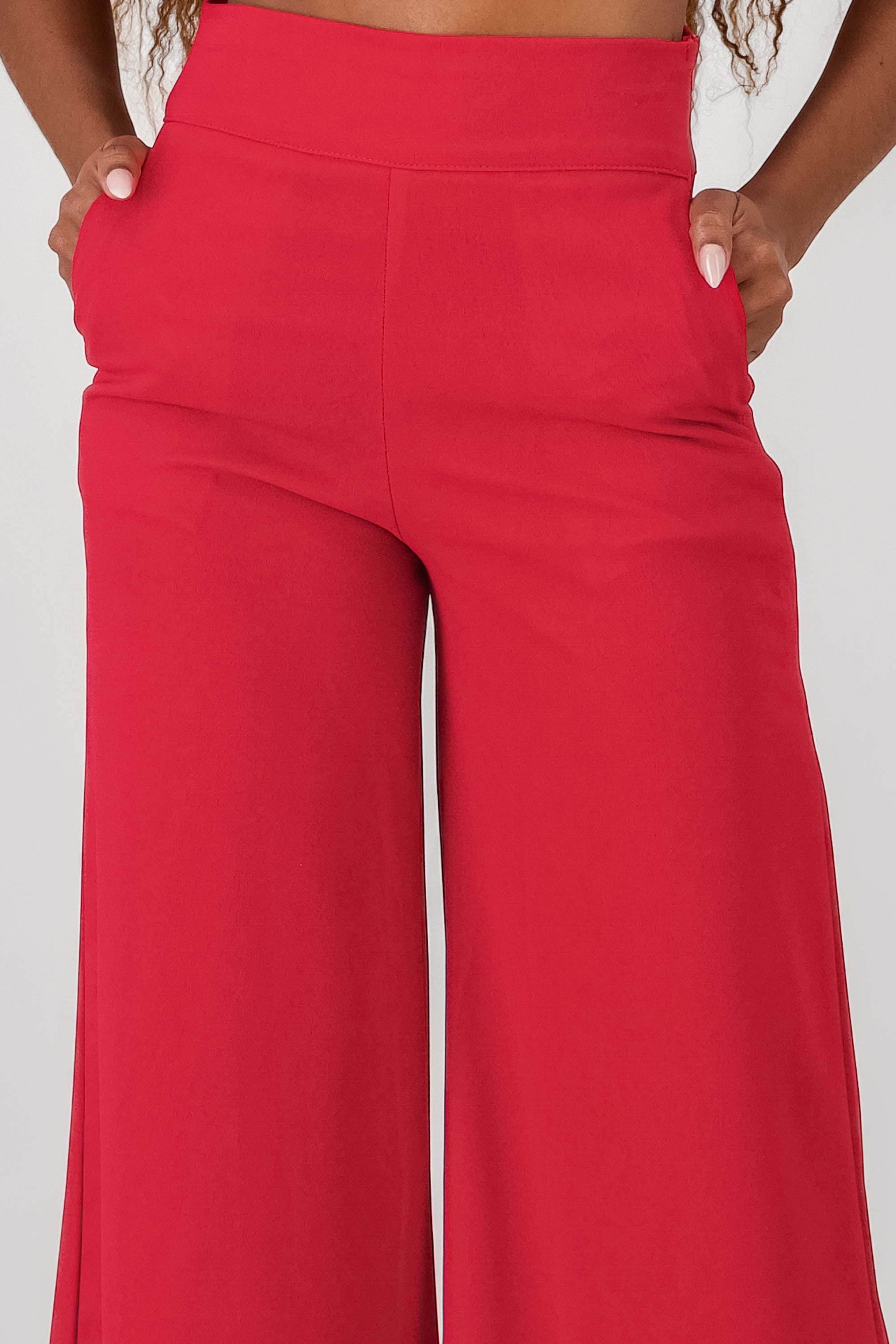 Solid Wide Leg Pants BURNT RED