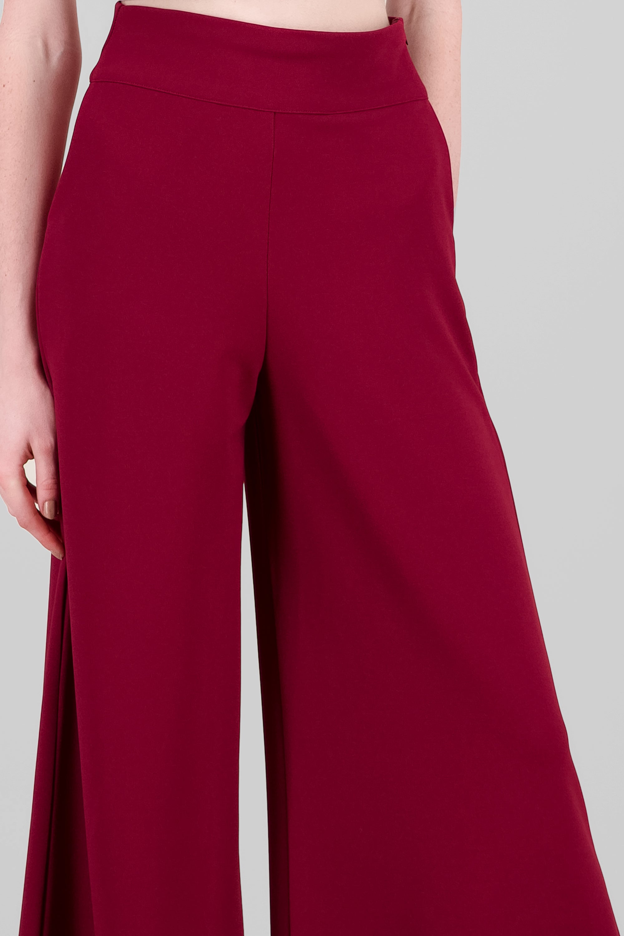 Solid Wide Leg Pants BURGUNDY