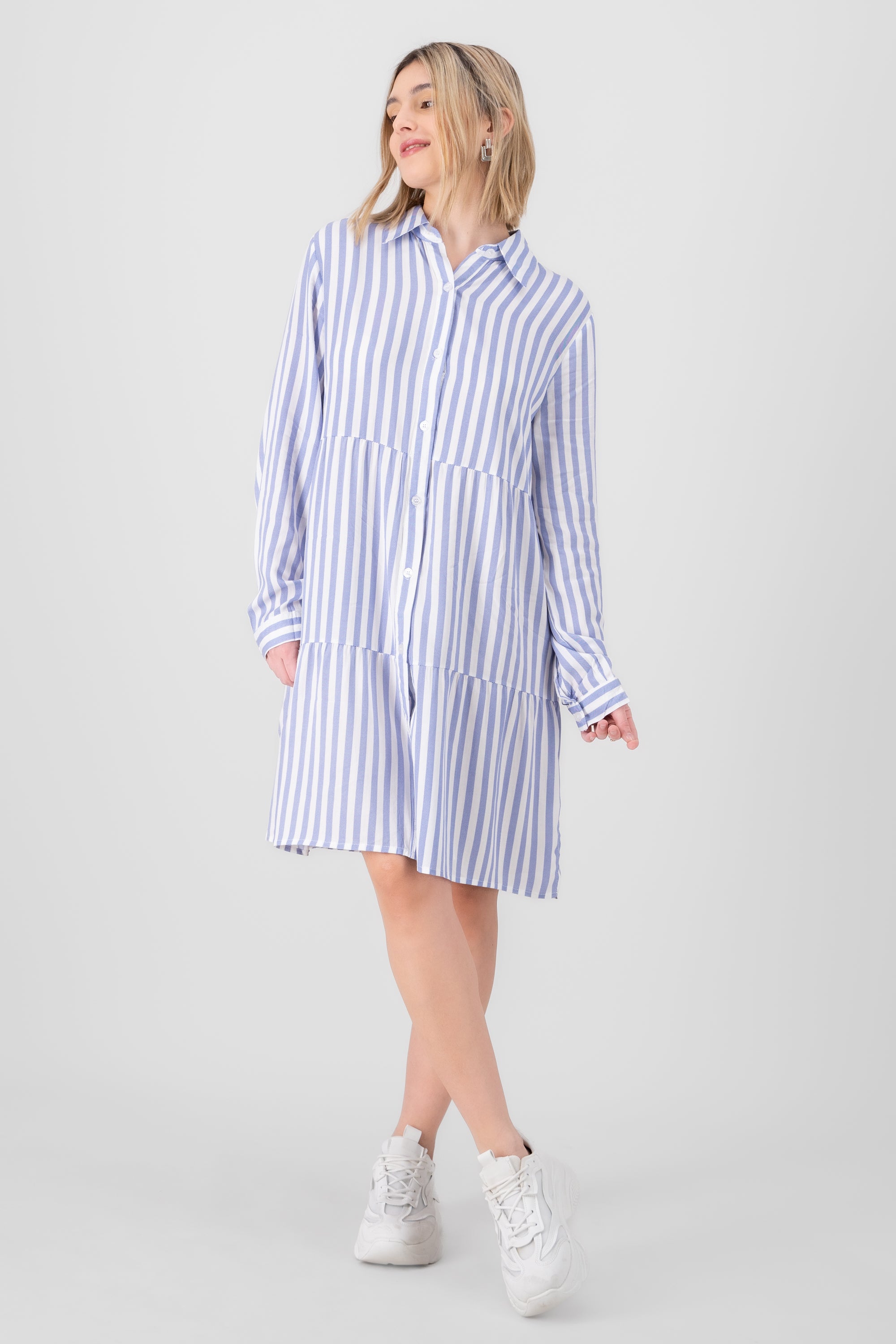 Striped Shirt Dress BLUE COMBO