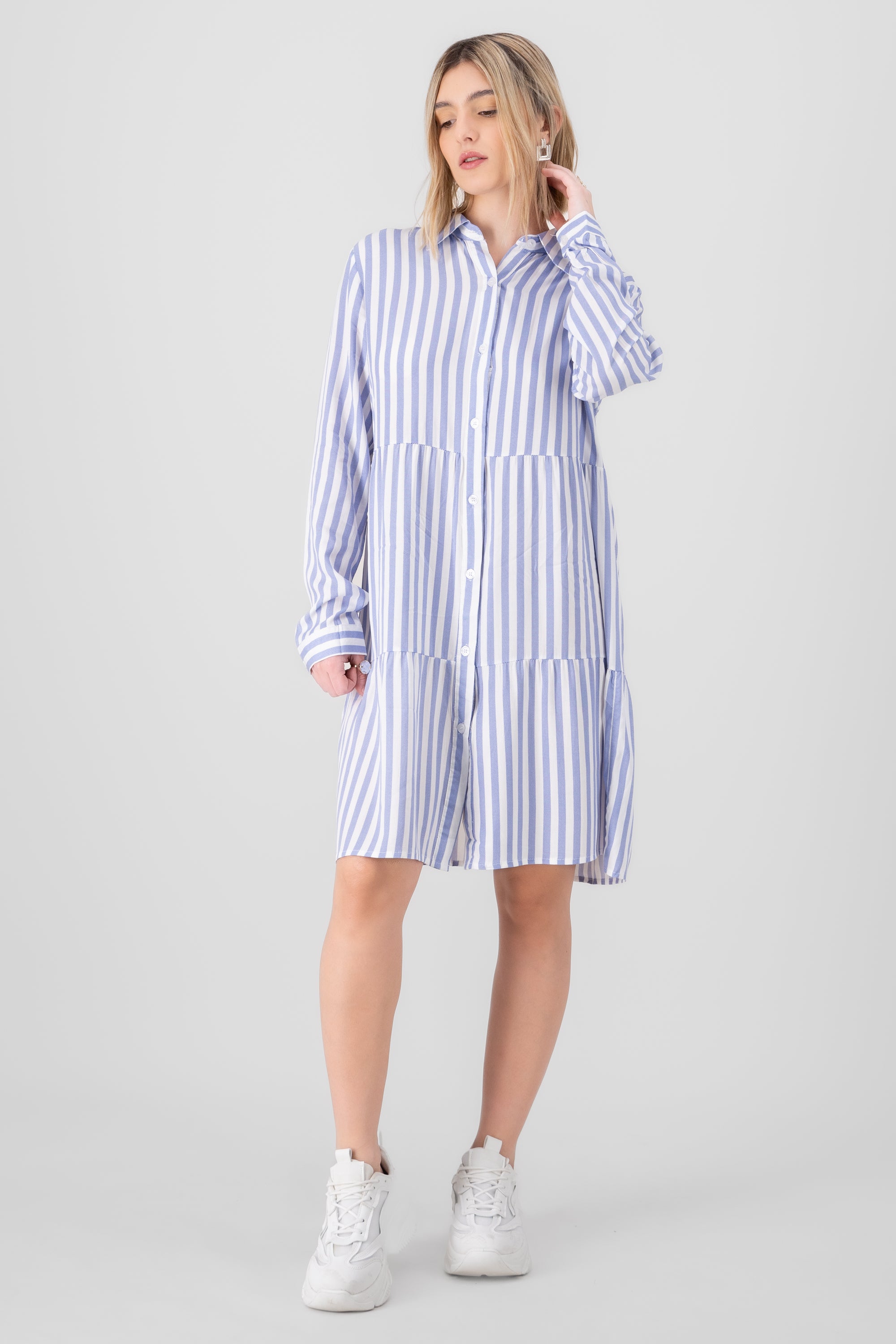 Striped Shirt Dress BLUE COMBO