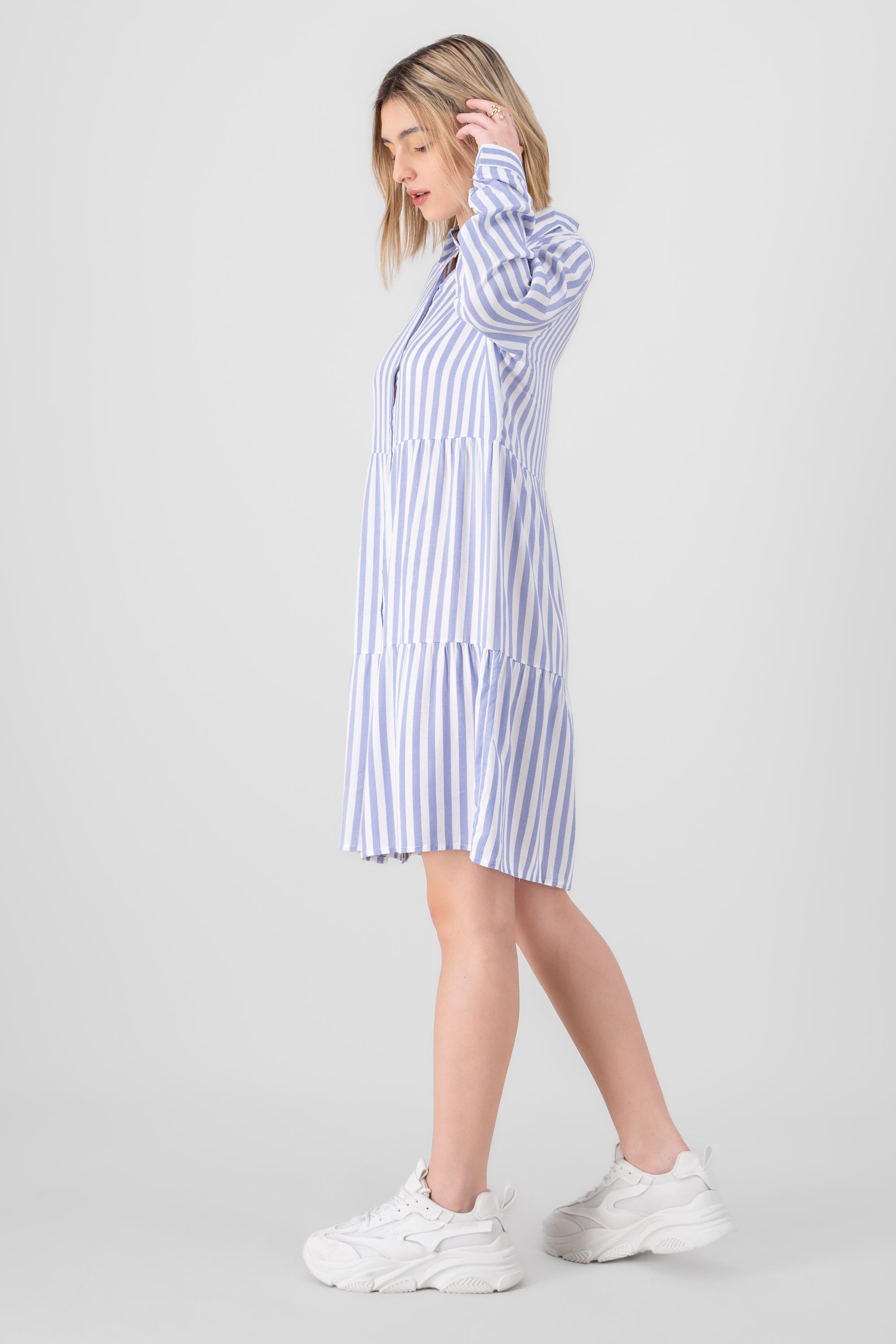 Striped Shirt Dress BLUE COMBO