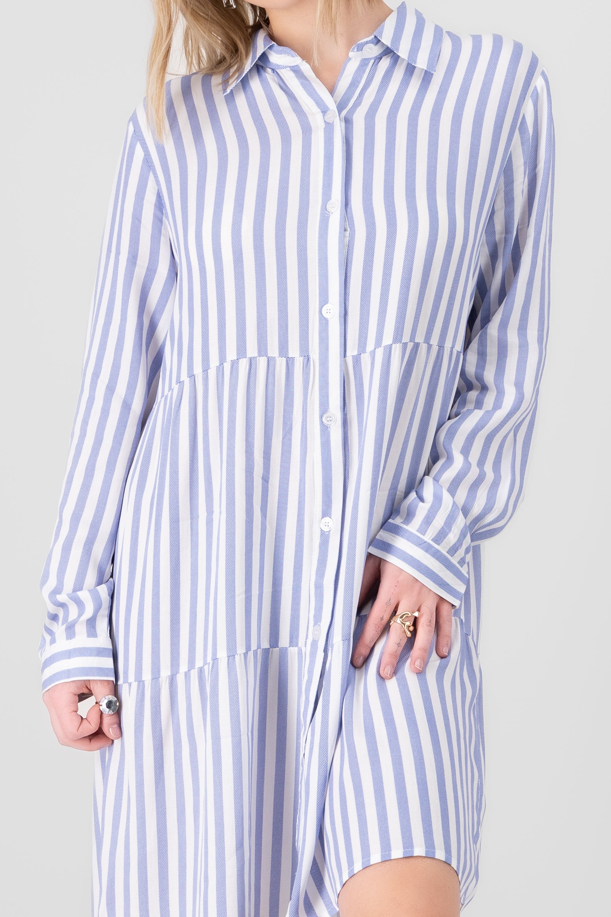 Striped Shirt Dress BLUE COMBO