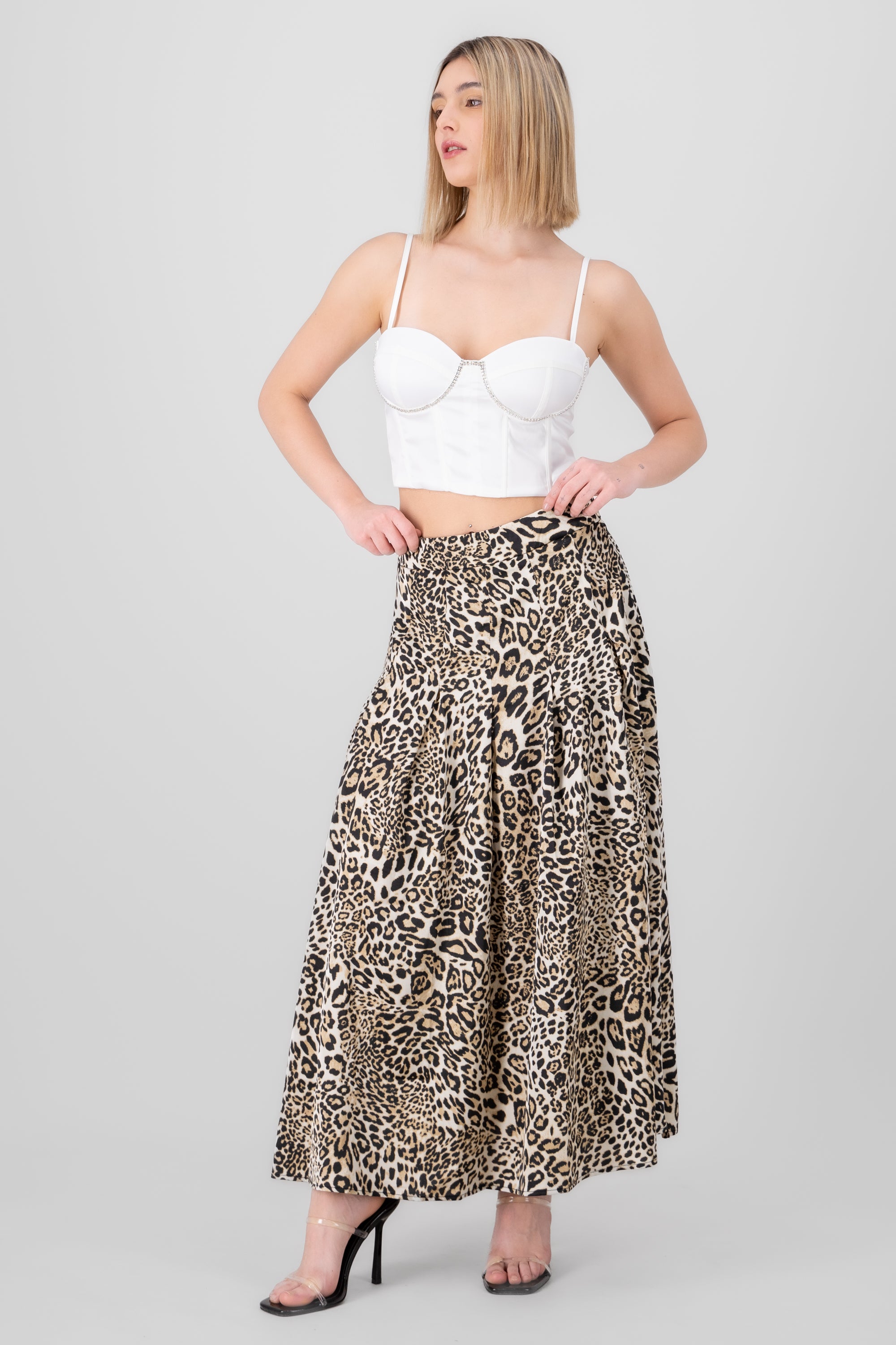 Animal Print Maxi Skirt BROWN COMBO