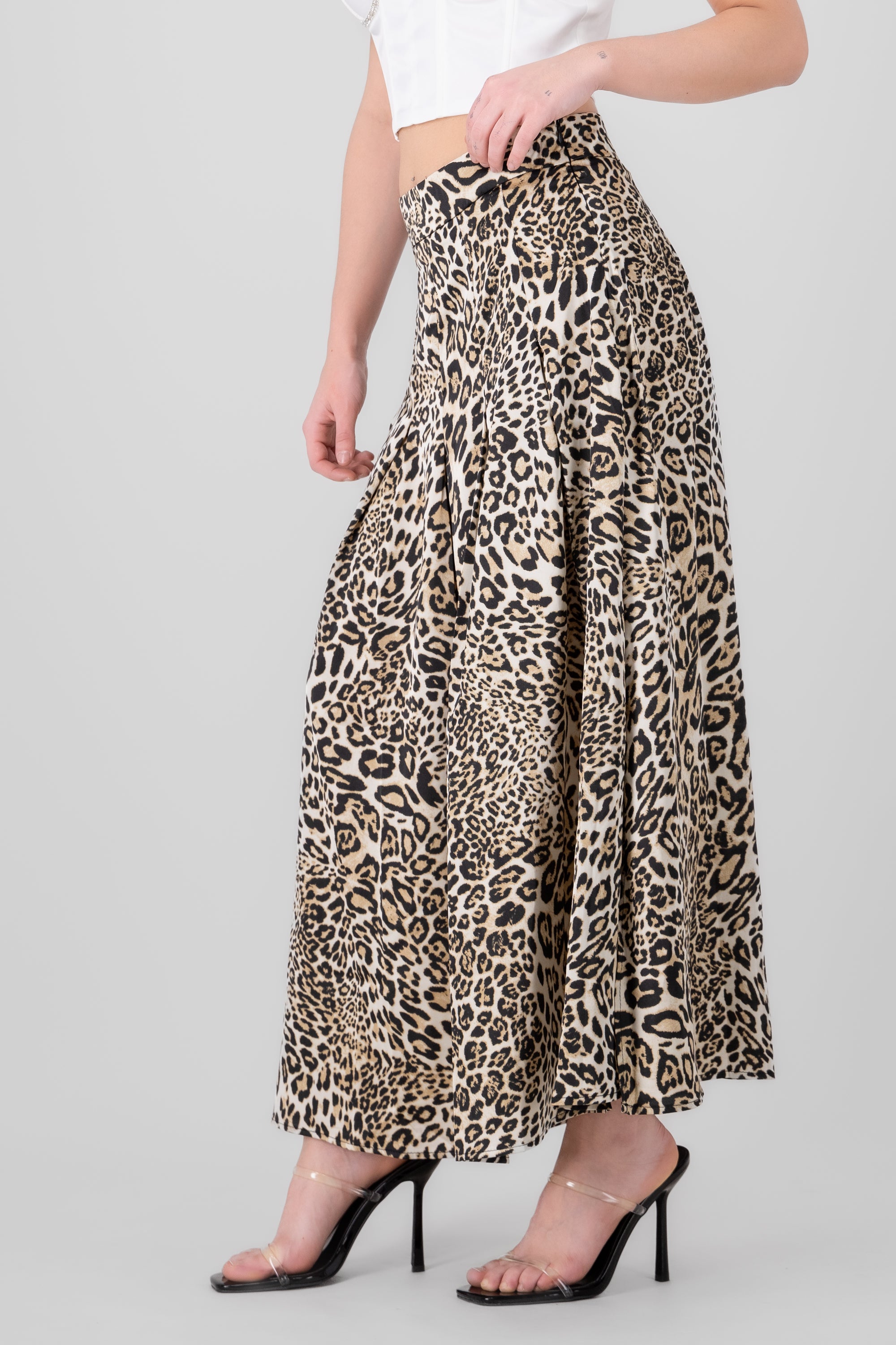 Animal Print Maxi Skirt BROWN COMBO