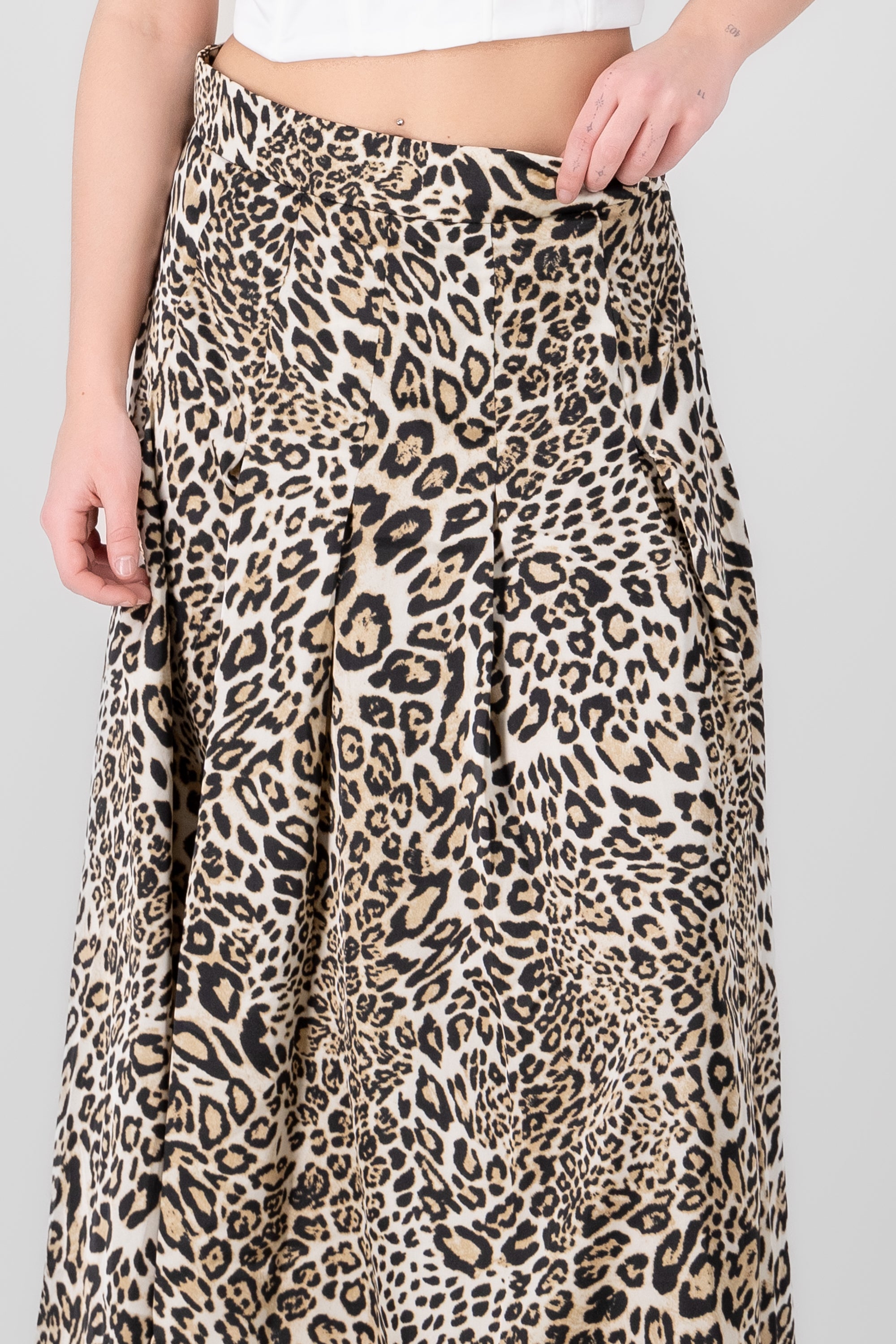 Animal Print Maxi Skirt BROWN COMBO