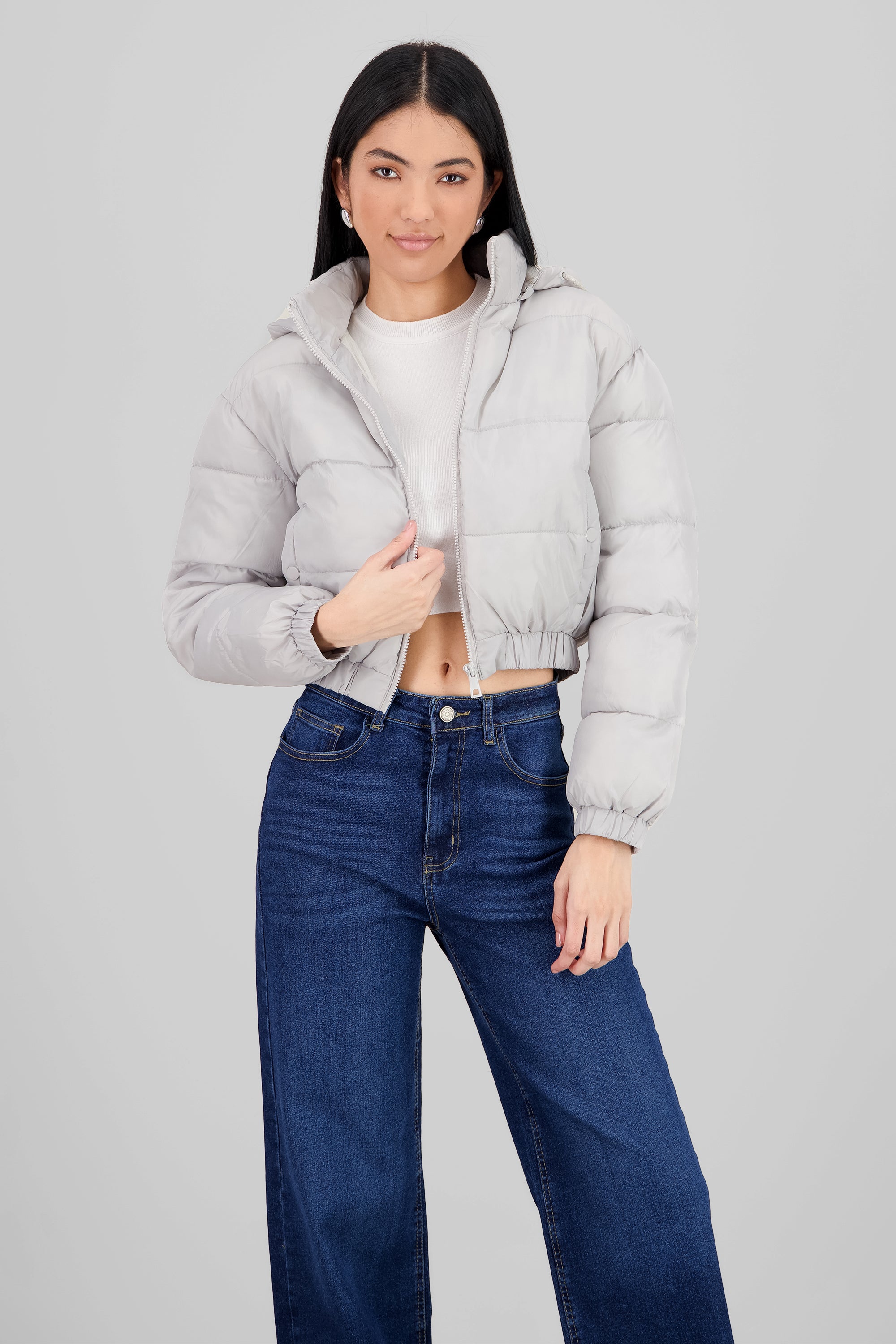 Hooded Puffer Jacket LIGHT GRAY