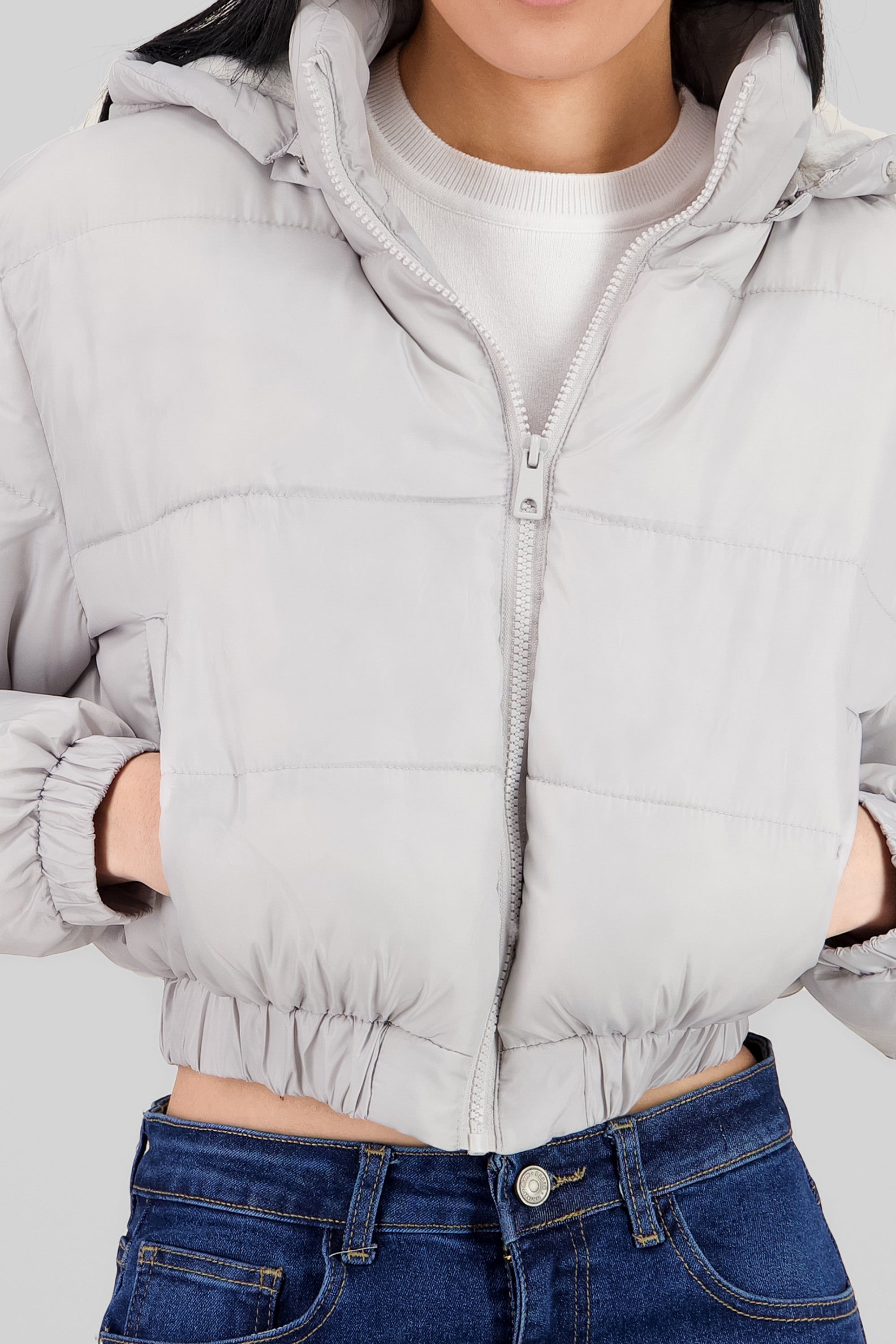 Hooded Puffer Jacket LIGHT GRAY