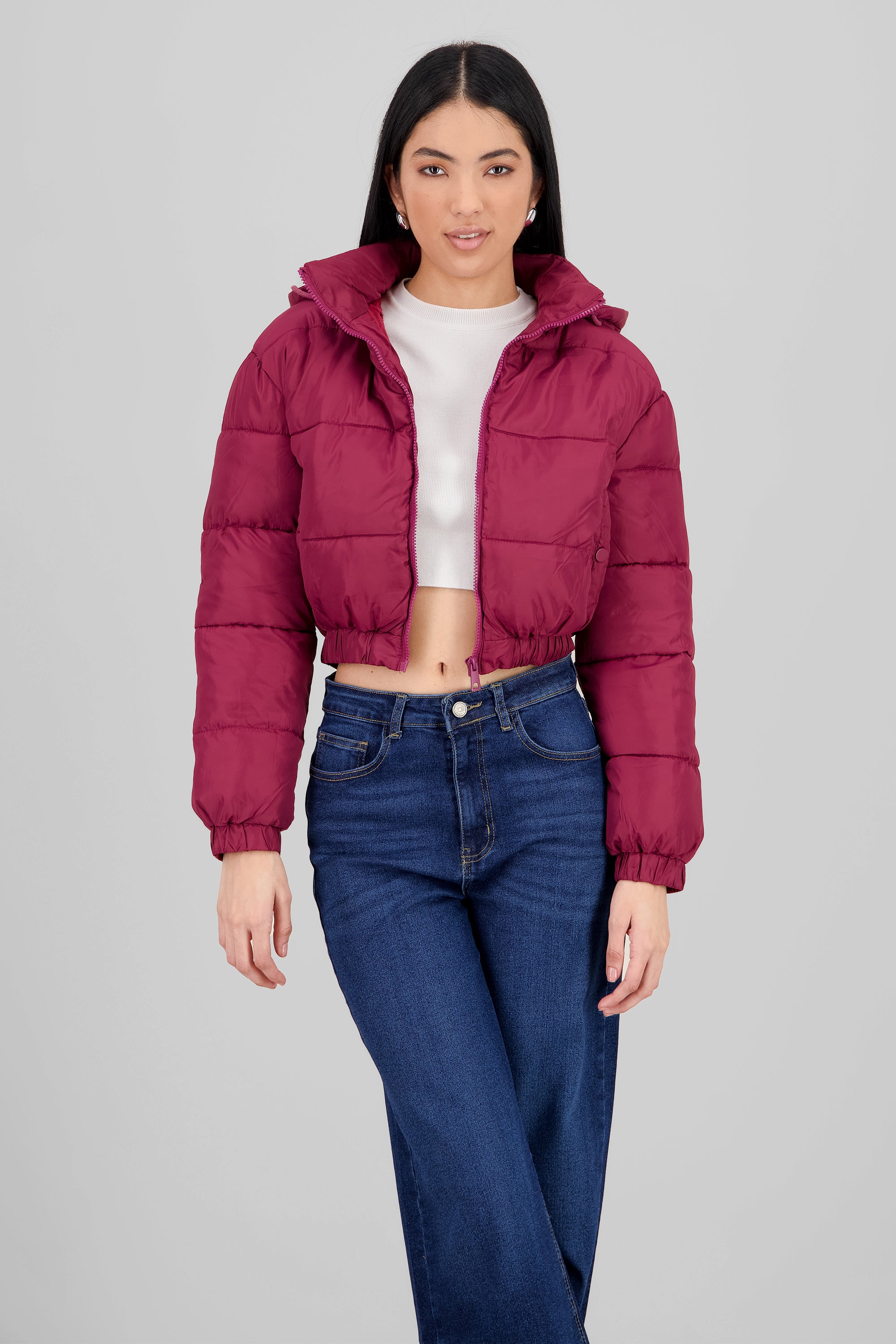 Hooded Puffer Jacket CHERRY RED