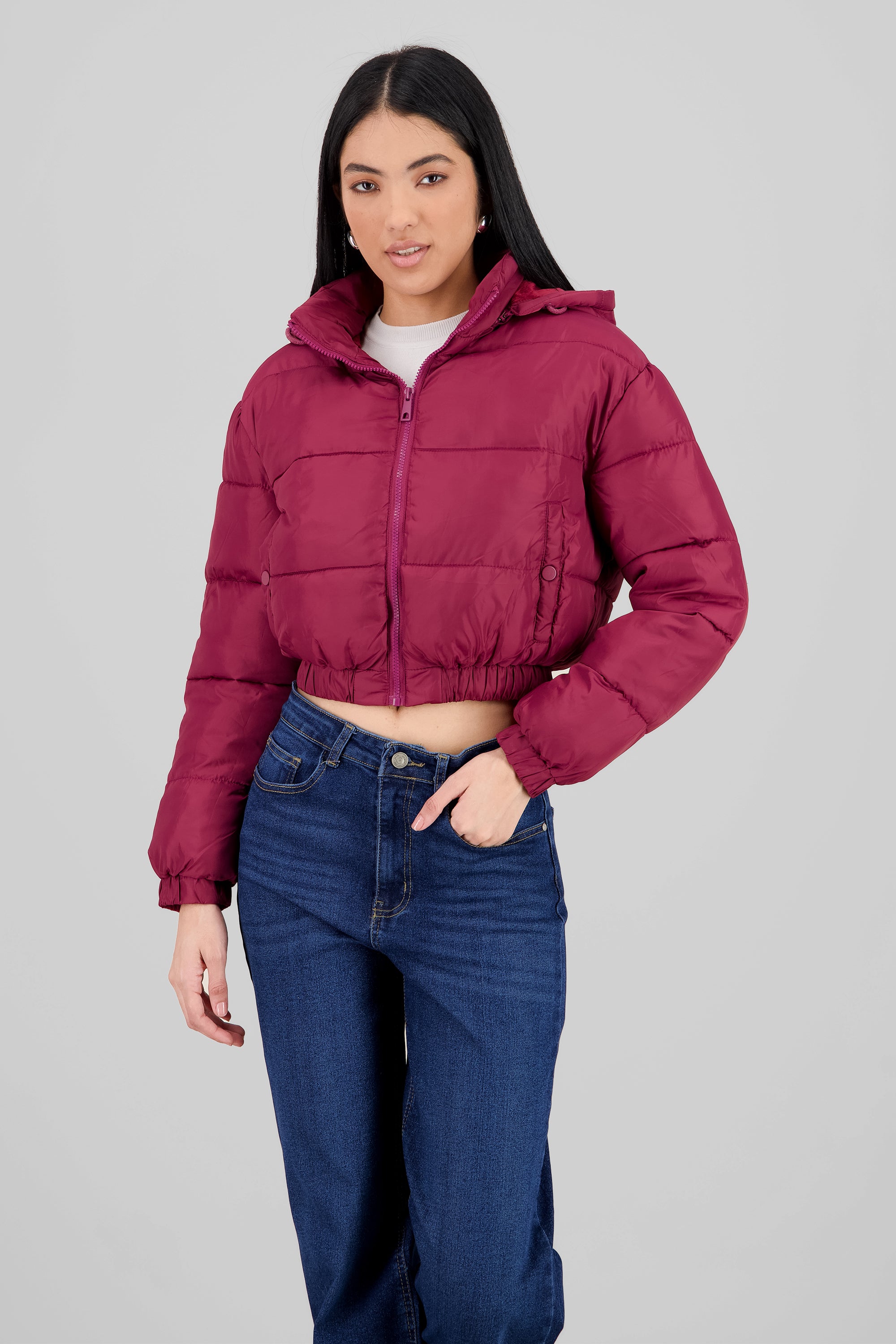 Hooded Puffer Jacket CHERRY RED