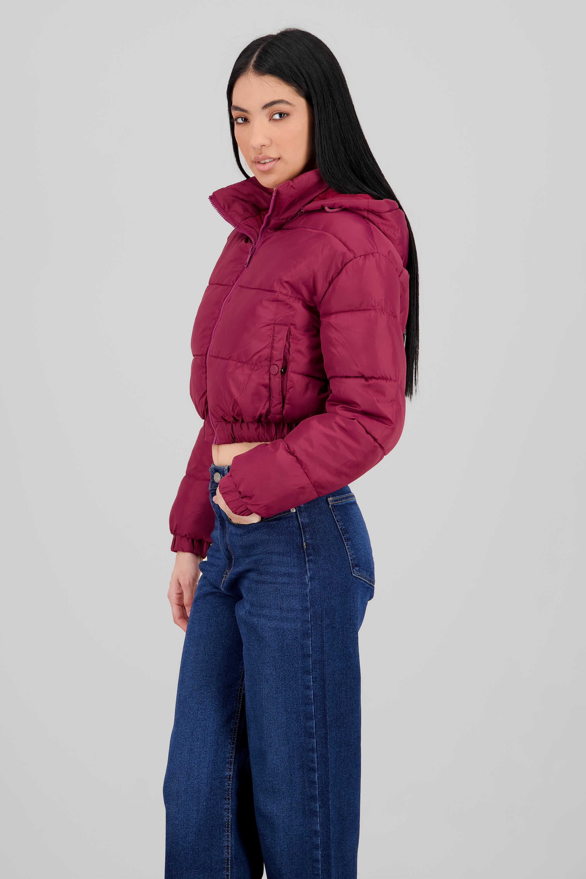 Hooded Puffer Jacket CHERRY RED