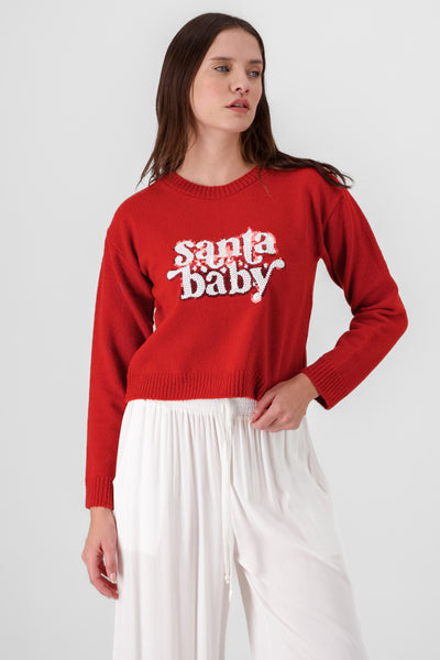 Santa Baby Christmas Sweater RED