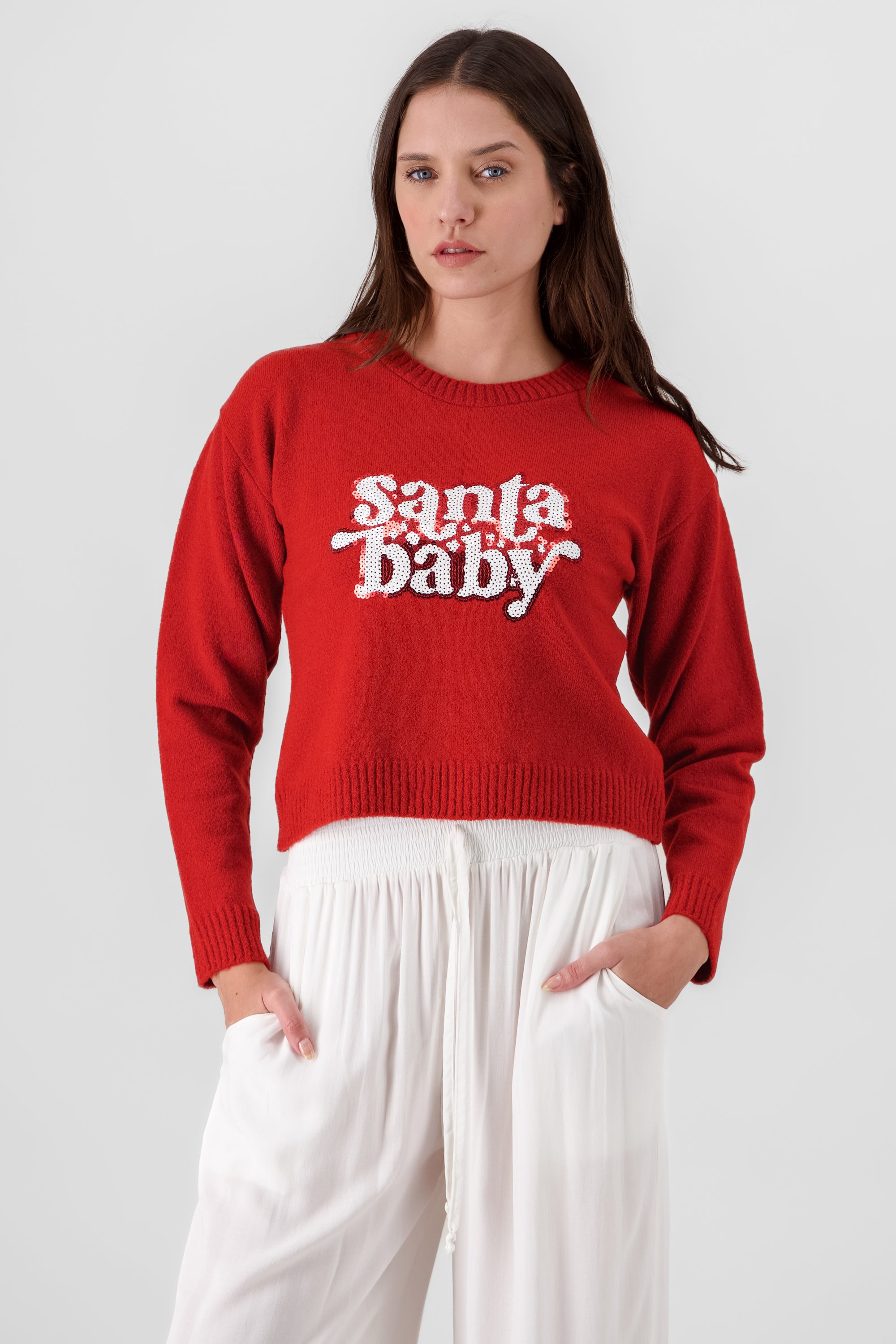 Santa Baby Christmas Sweater RED