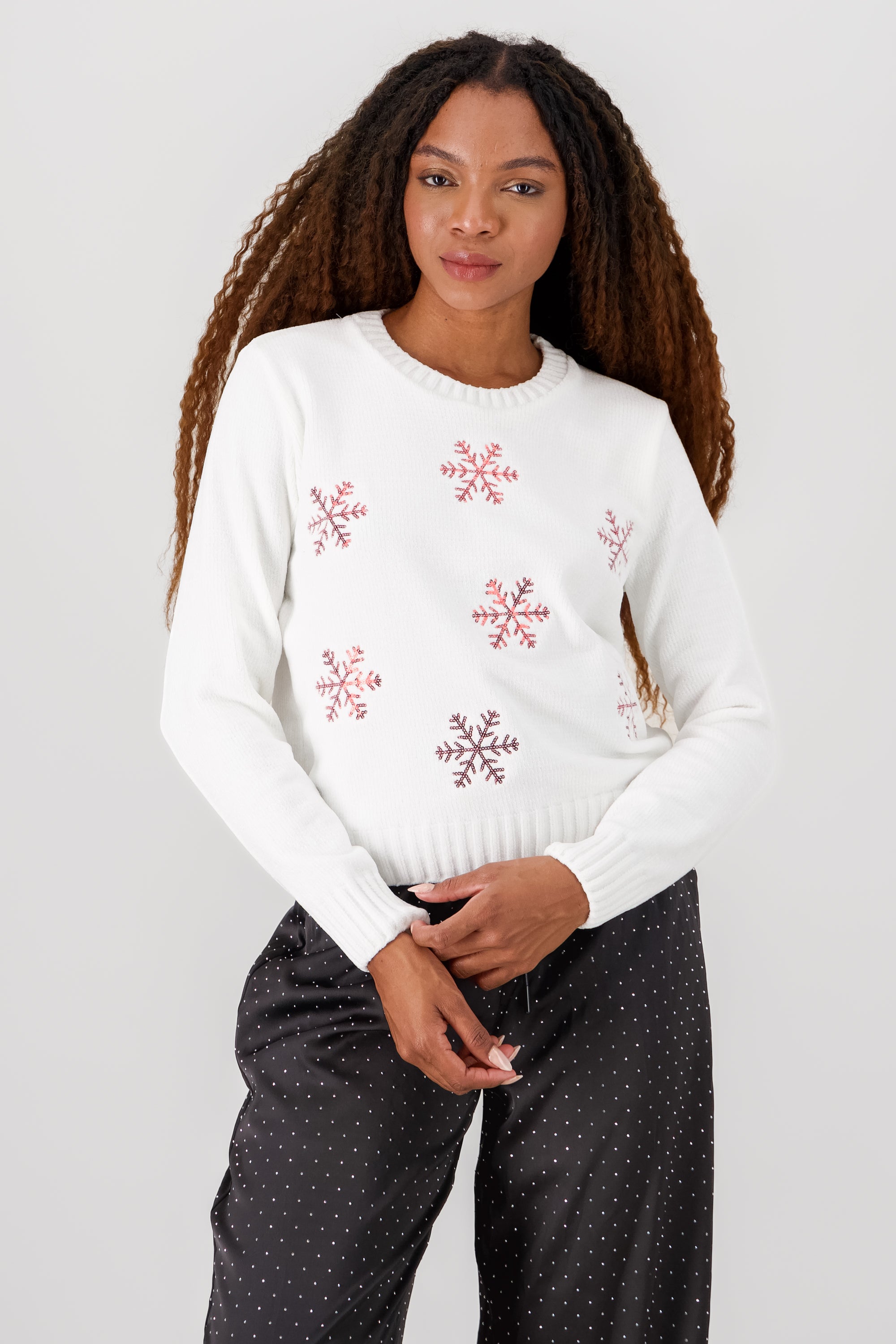 Snowflake Knit Sweater WHITE