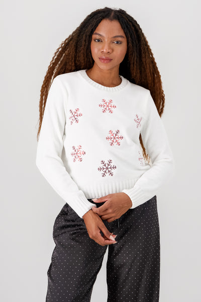 Snowflake Knit Sweater RED