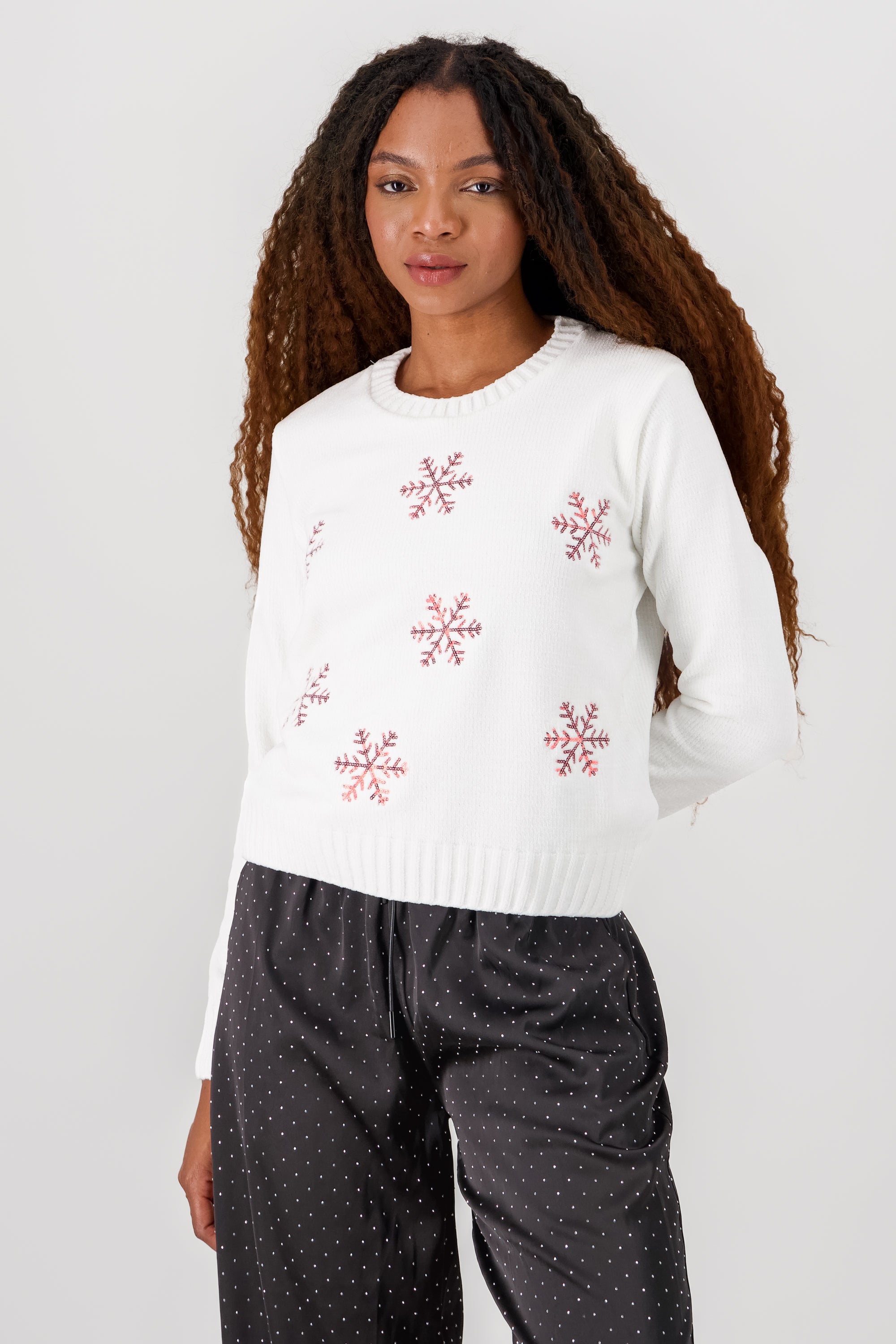 Snowflake Knit Sweater WHITE