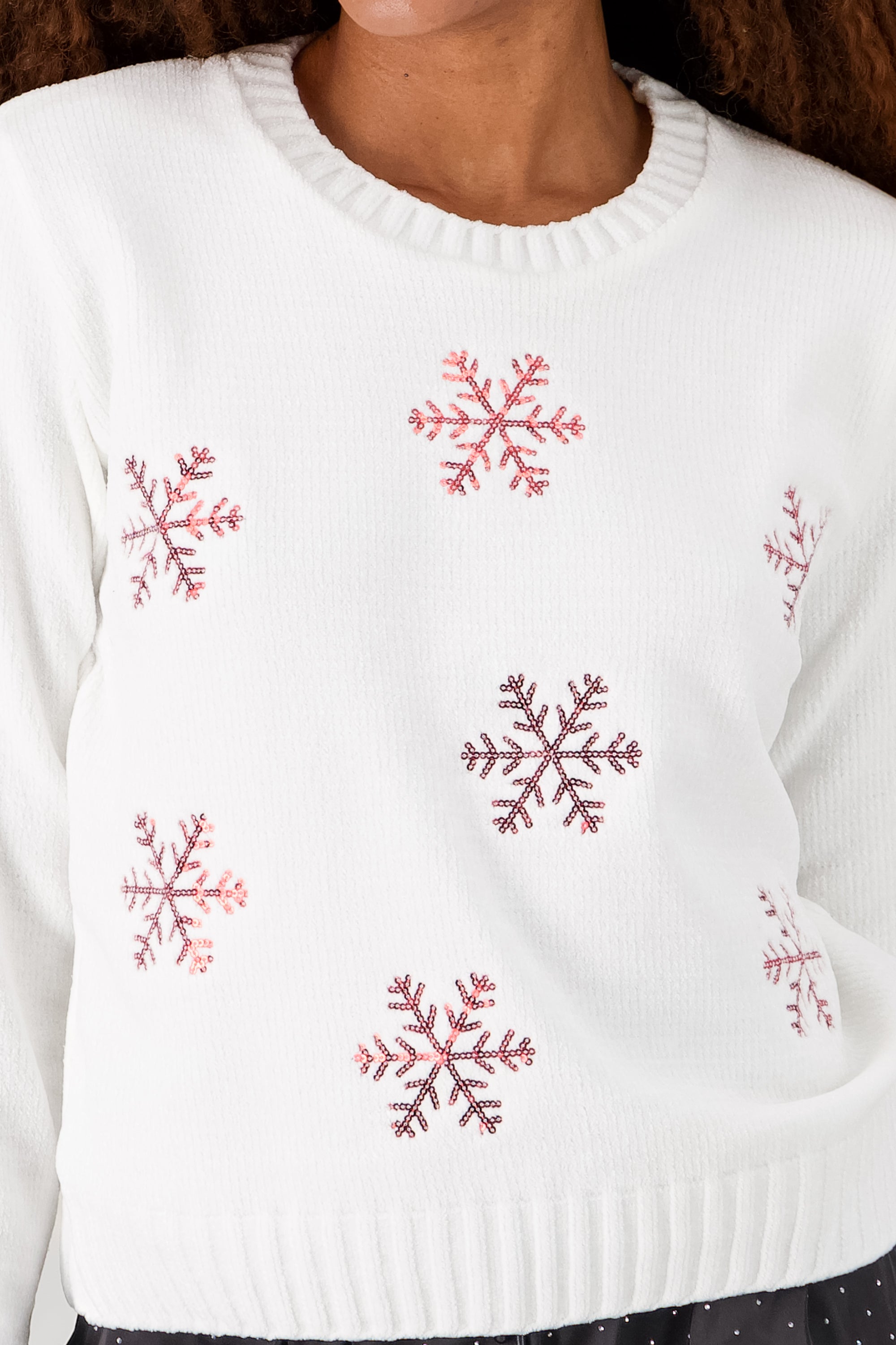 Snowflake Knit Sweater WHITE