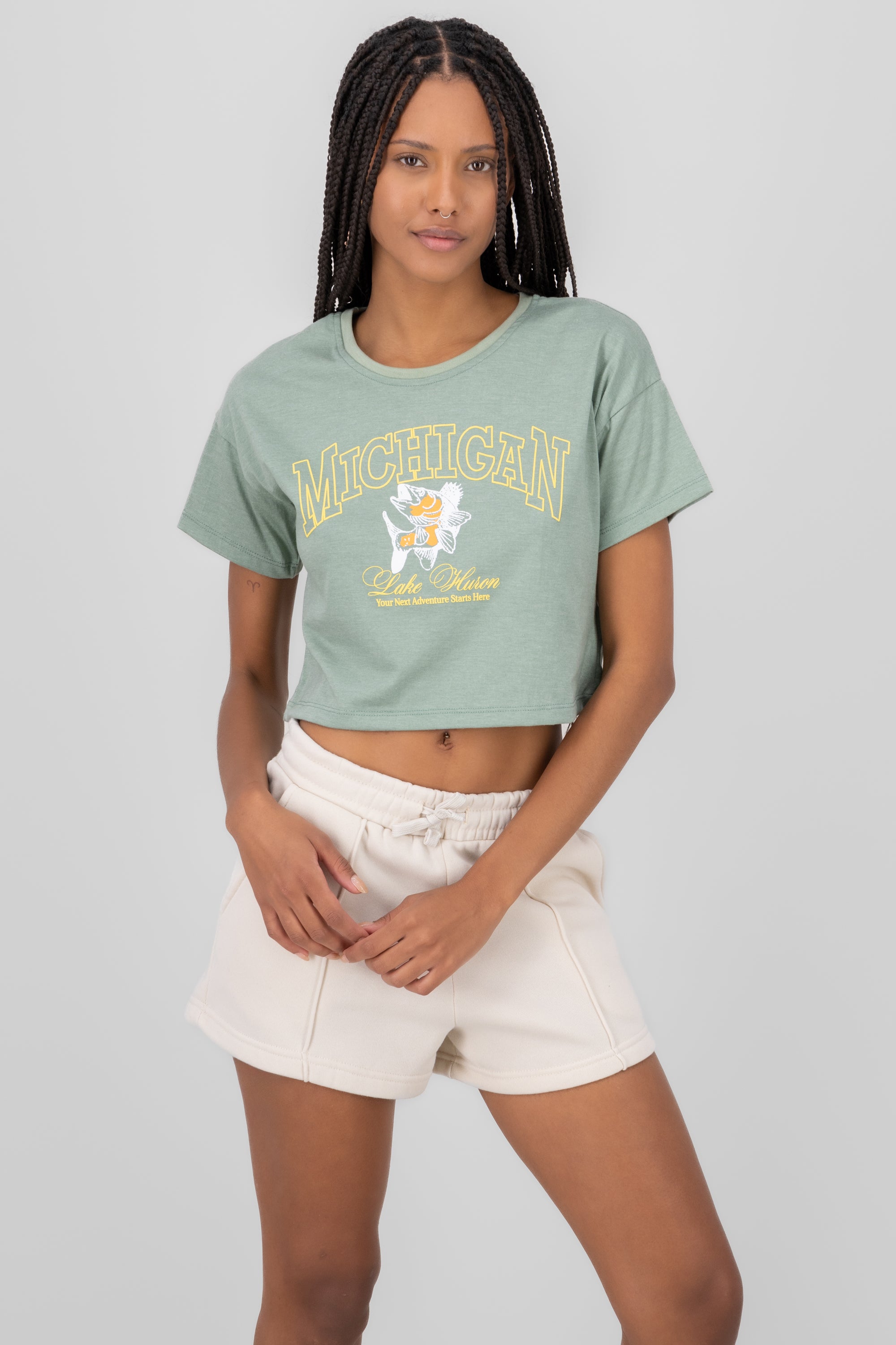 Michigan Print T Shirt SAGE