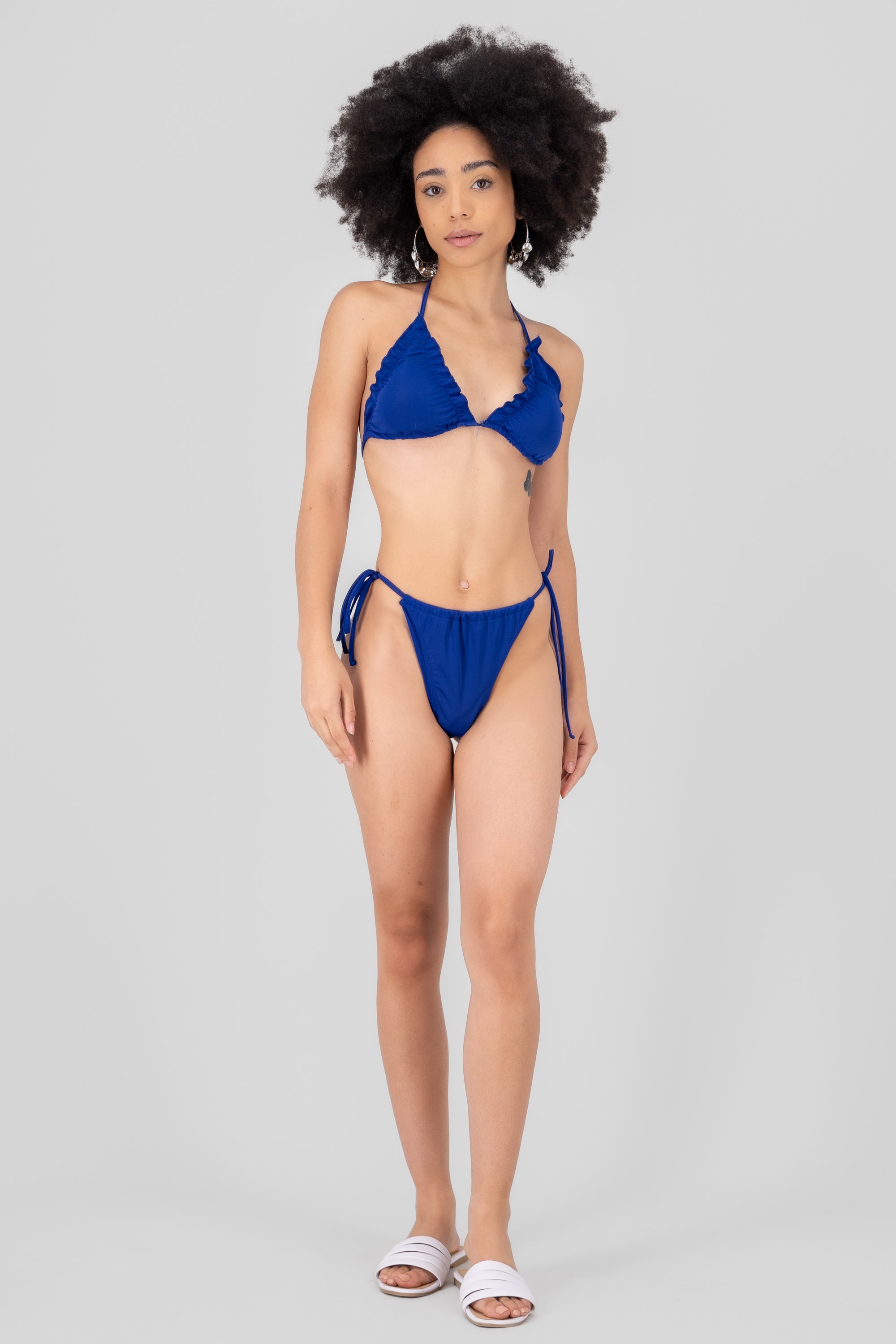 Solid Ruffle Bikini Set ROYAL BLUE