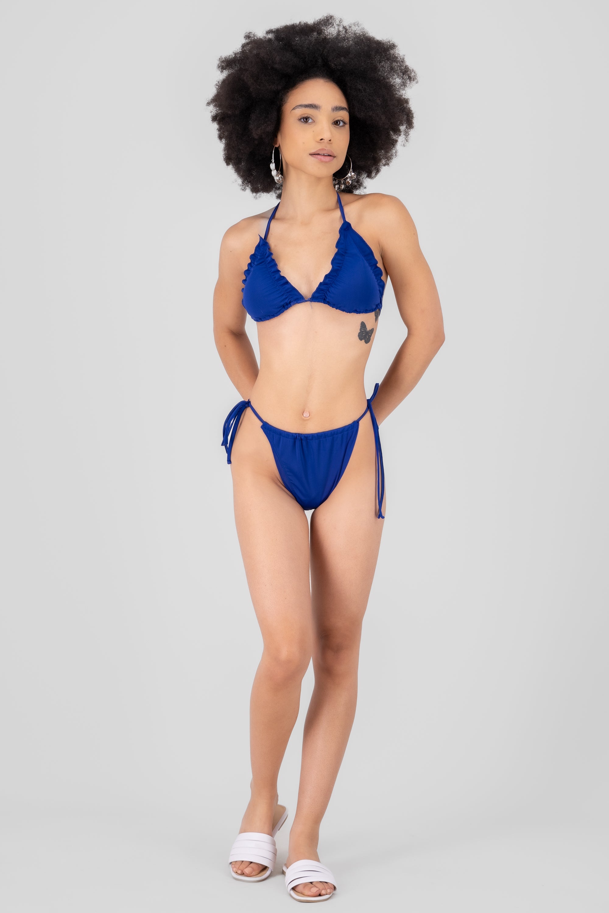 Solid Ruffle Bikini Set ROYAL BLUE