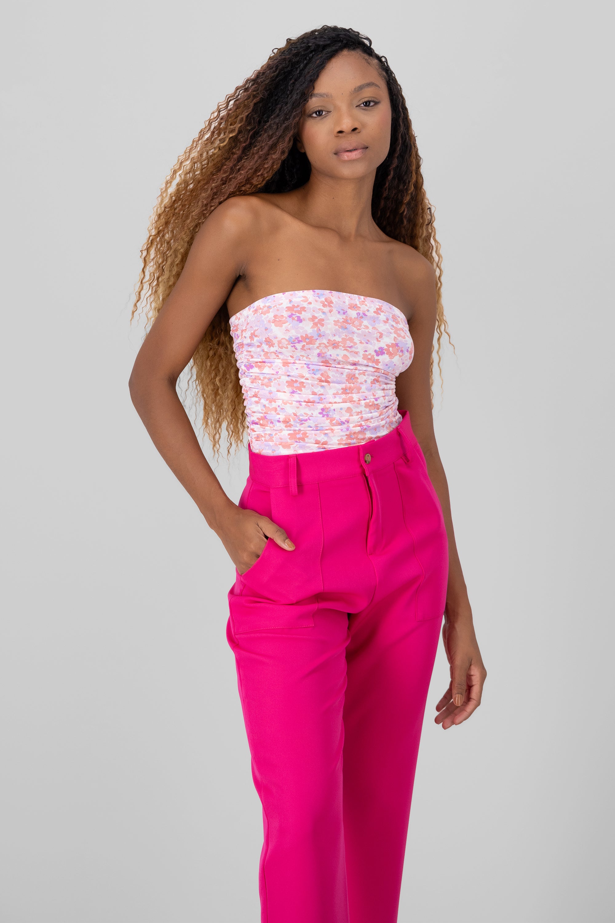 Drapped Tube Top PINK COMBO