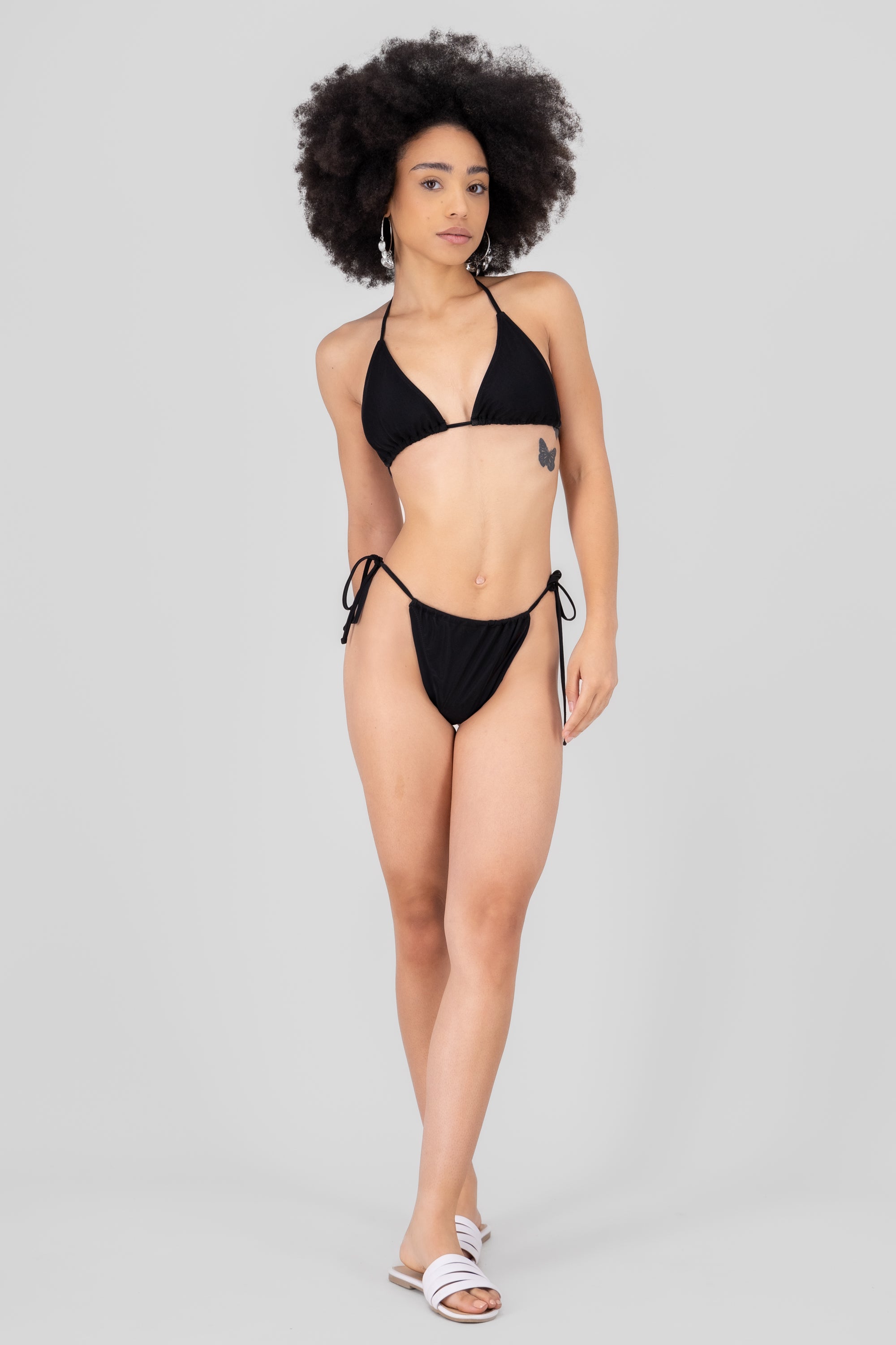 Mesh Solid Bikini Set BLACK