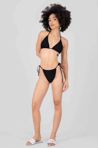 Mesh Solid Bikini Set BLACK