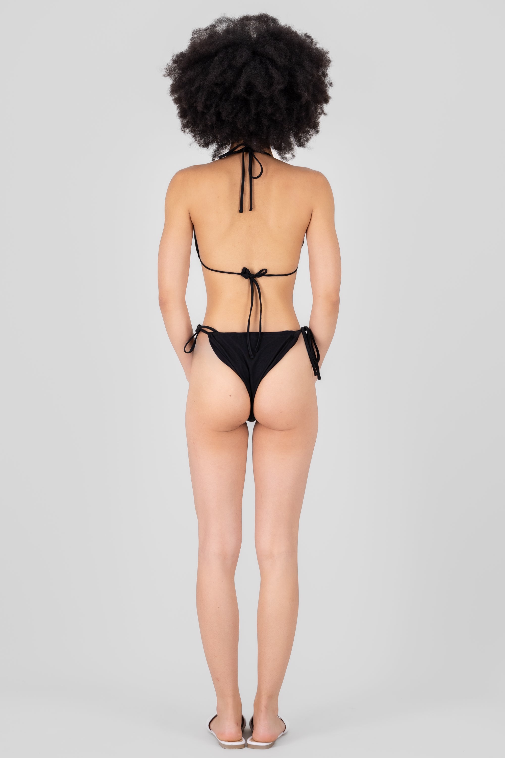 Mesh Solid Bikini Set BLACK