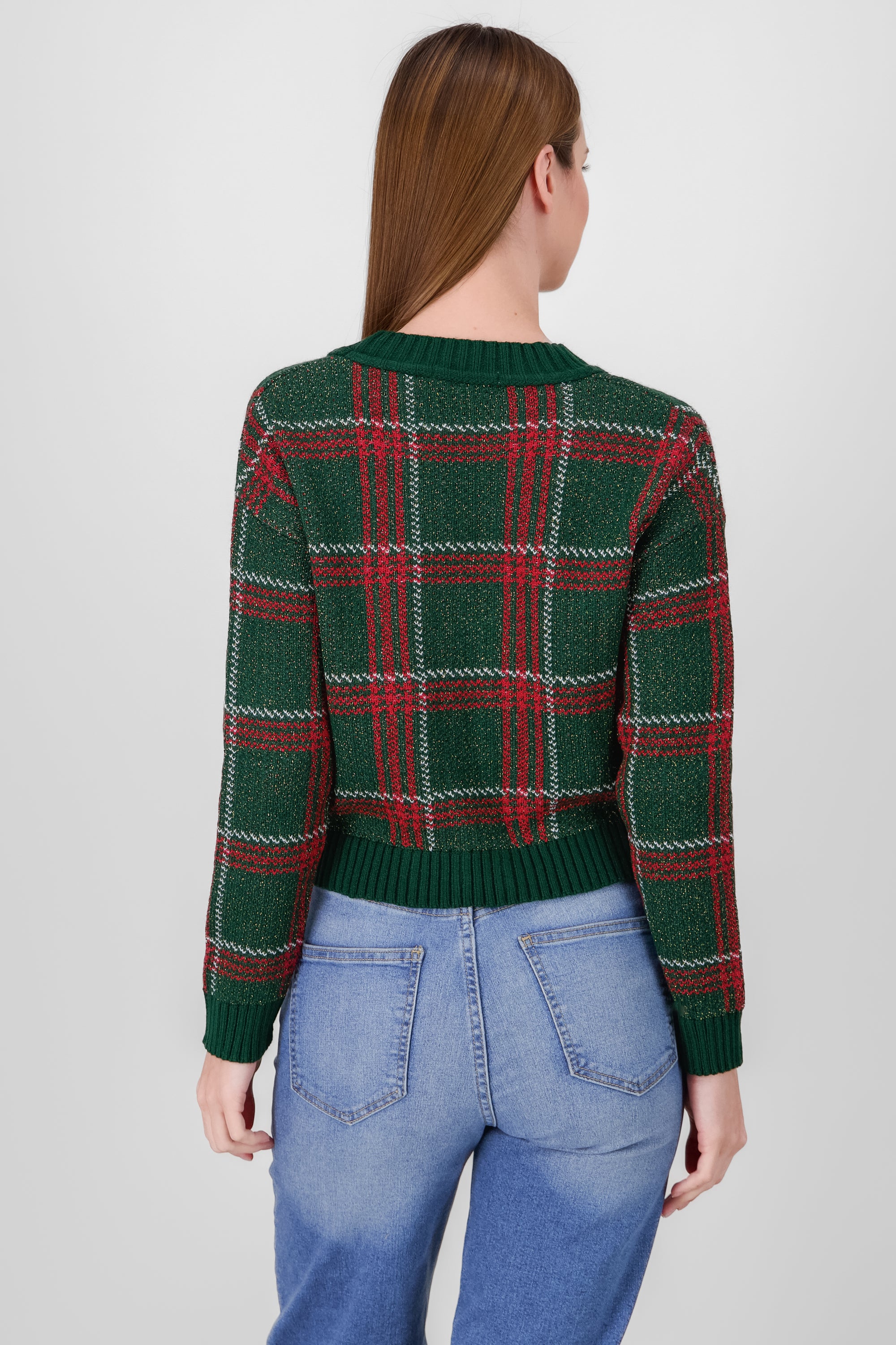 Plaid Christmas Cardigan GREEN COMBO