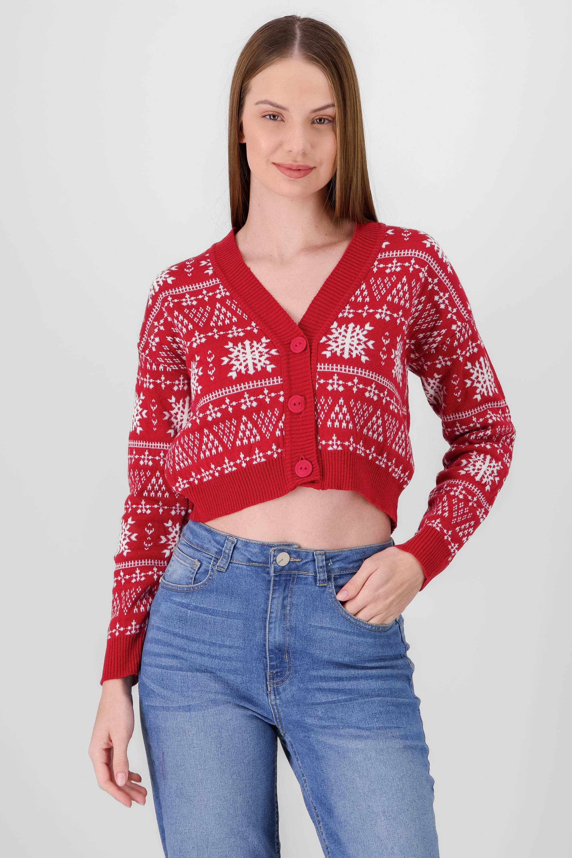 Snowflakes Cardigan RED COMBO