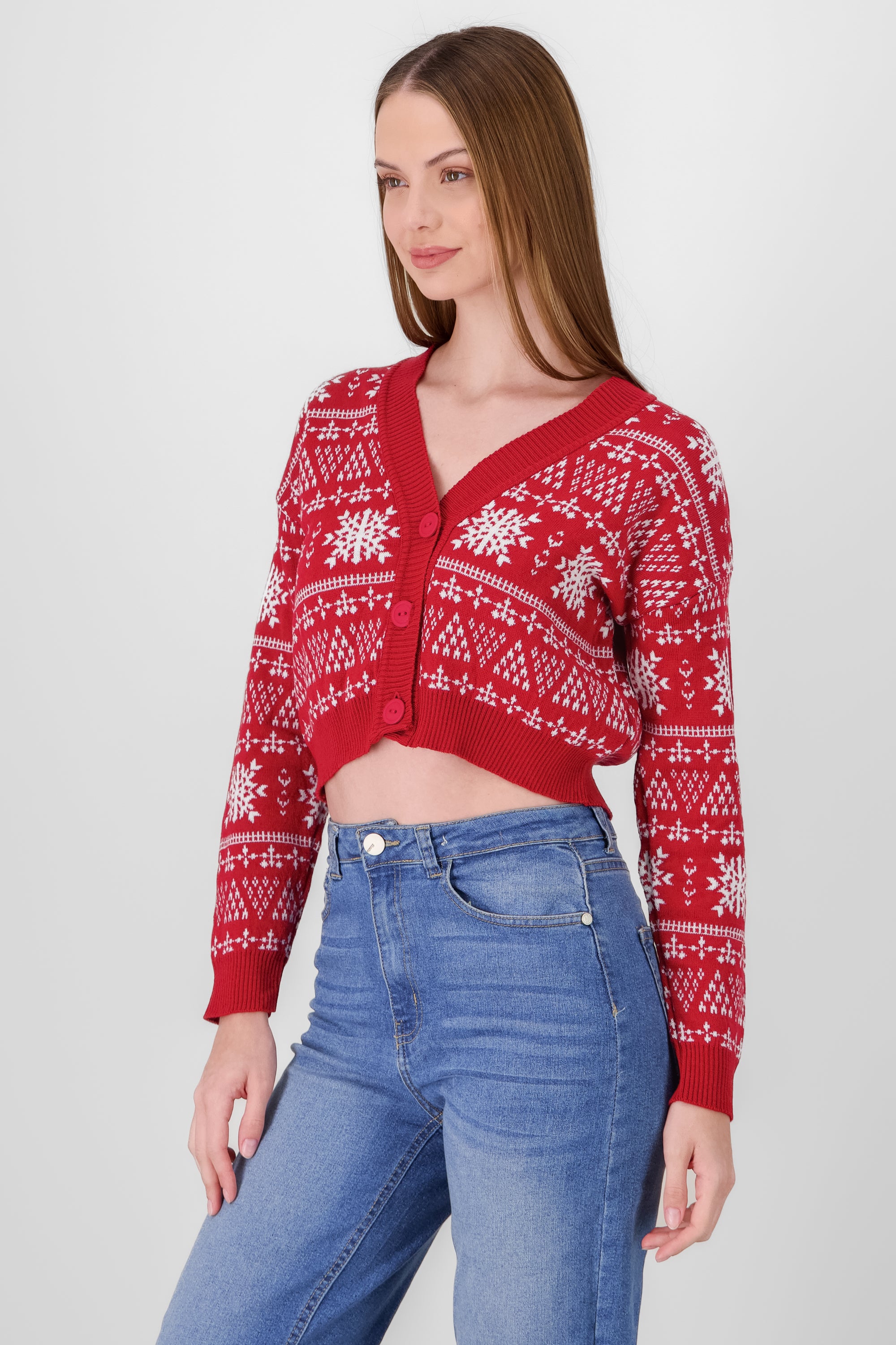 Snowflakes Cardigan RED COMBO