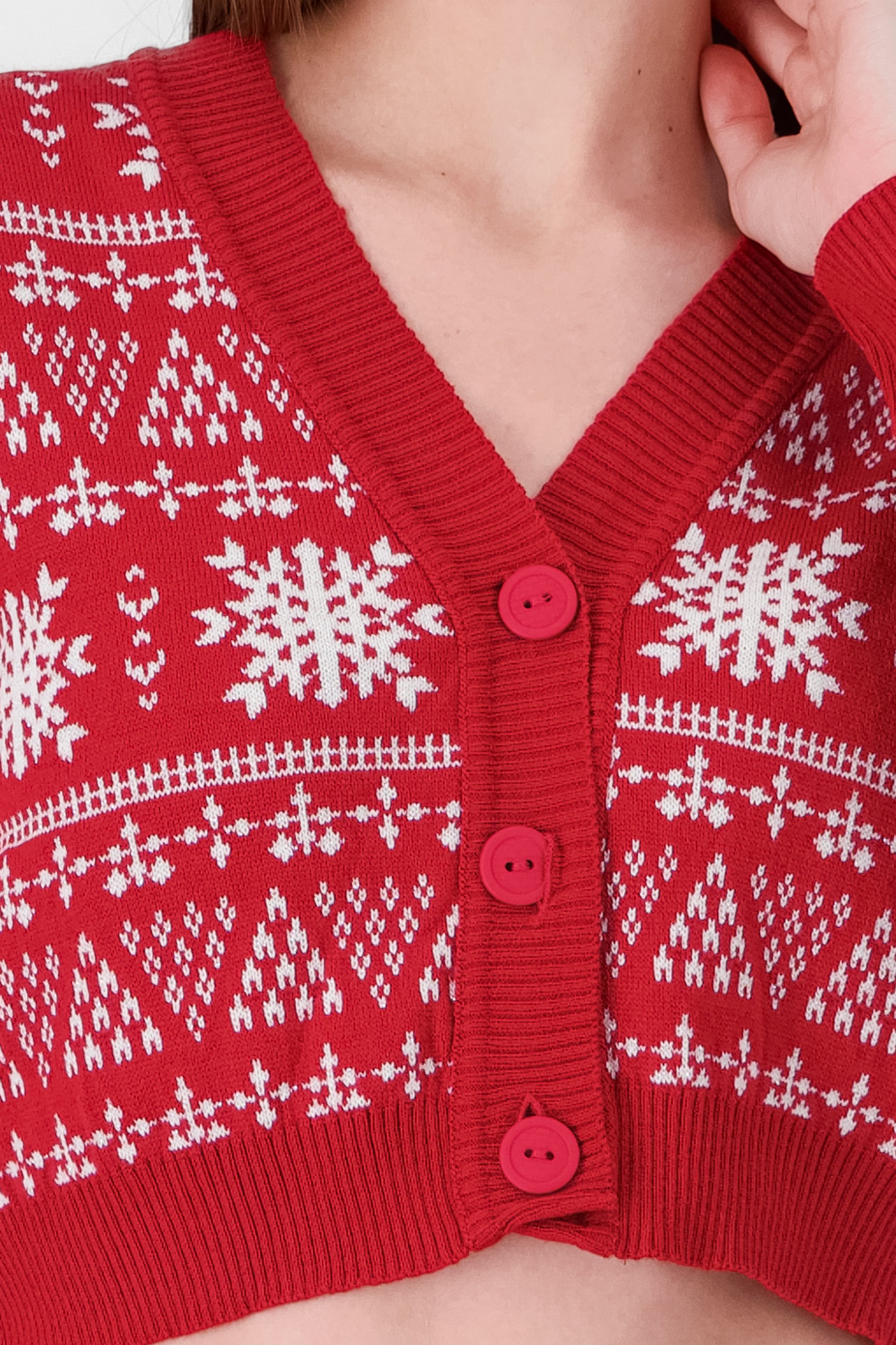 Snowflakes Cardigan RED COMBO