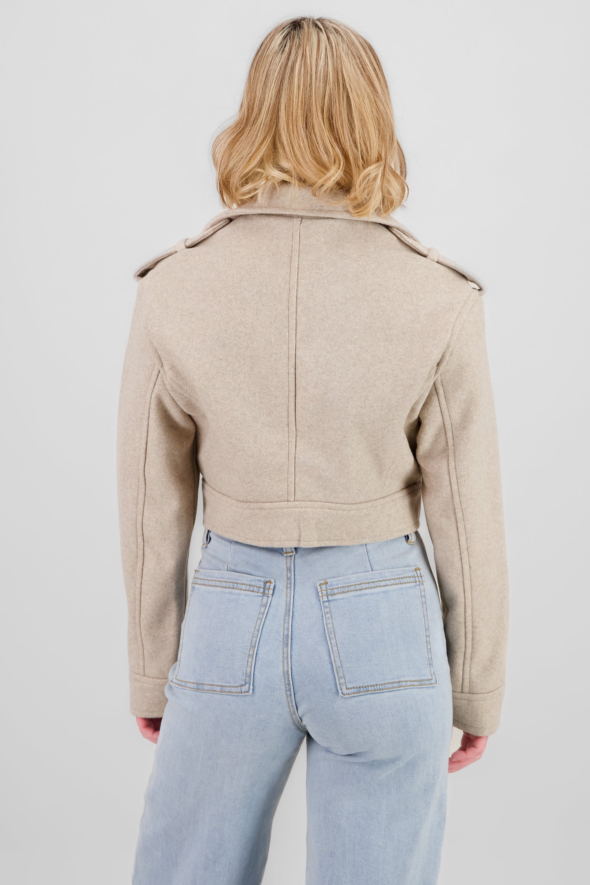 Textured Biker Jacket CREAM