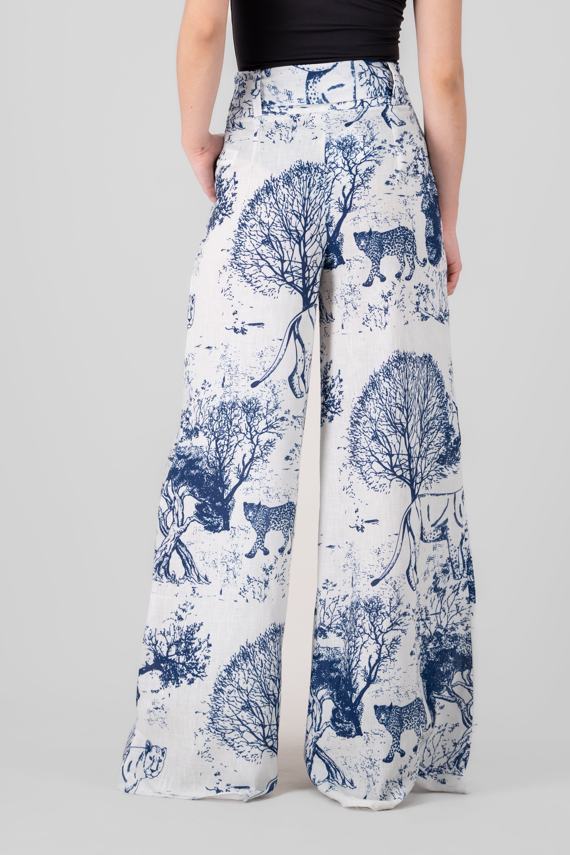 Wide Leg Printed Pants BLUE COMBO