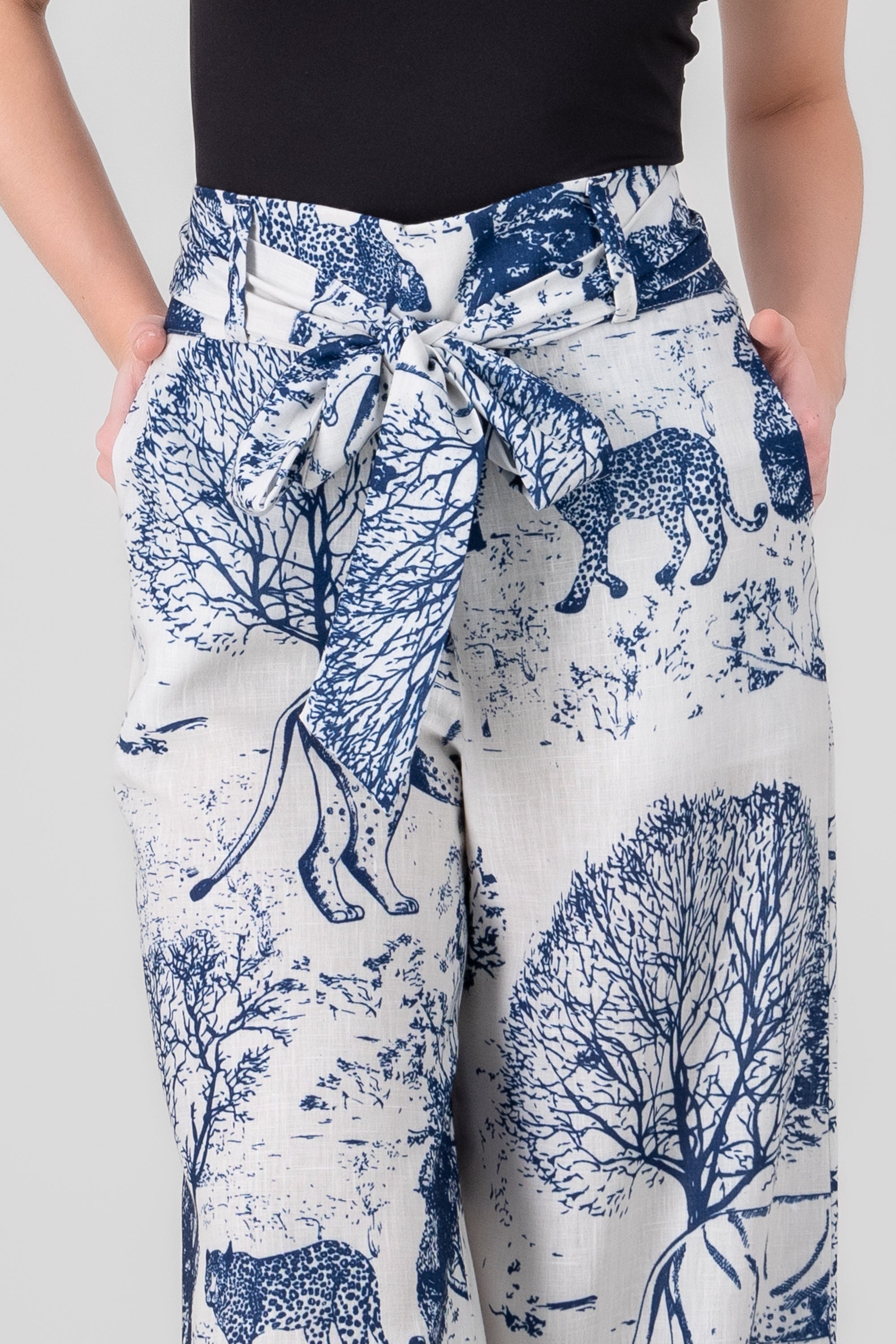 Wide Leg Printed Pants BLUE COMBO