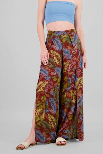 Tropical Print Pants BRICK RED