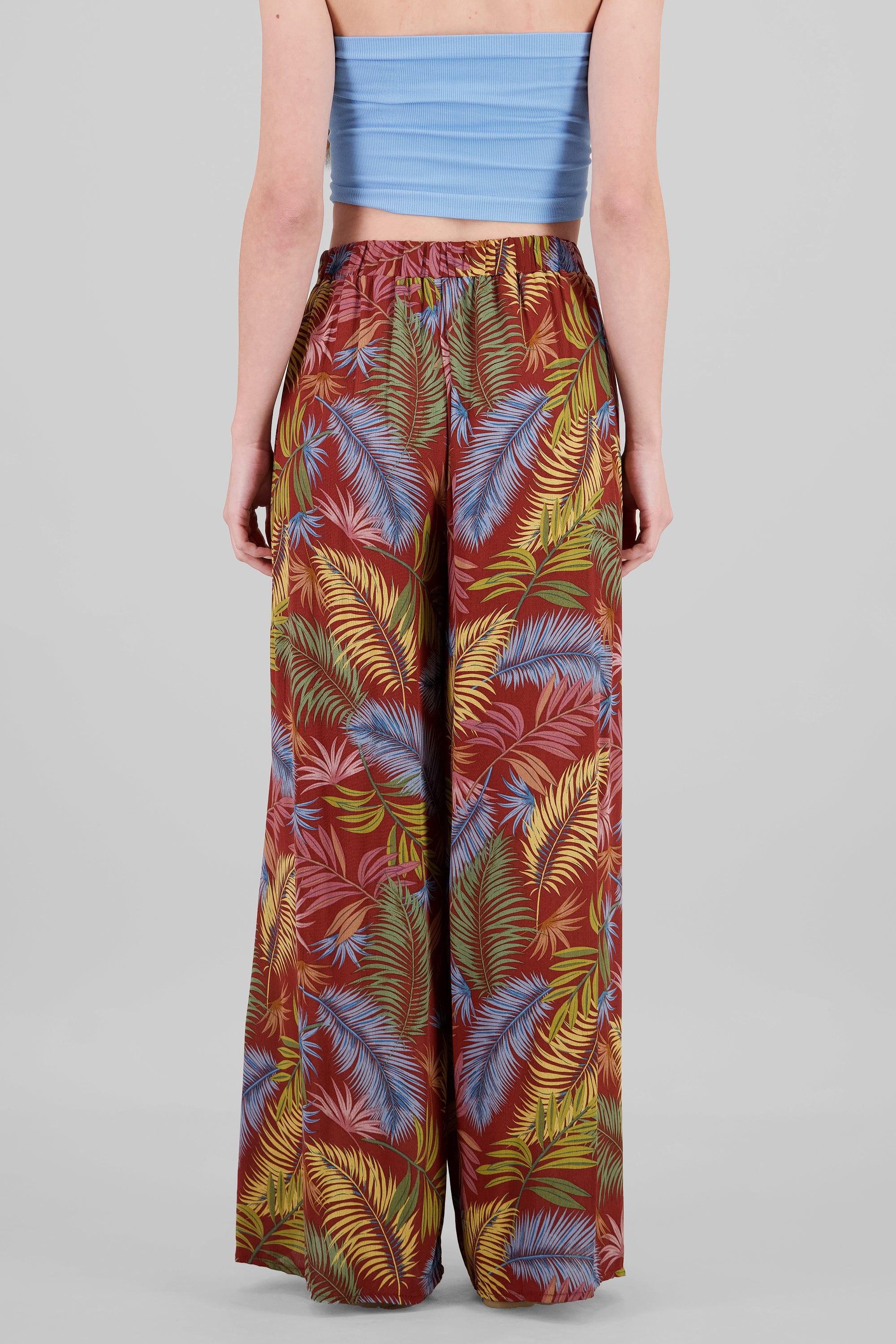 Tropical Print Pants BRICK RED