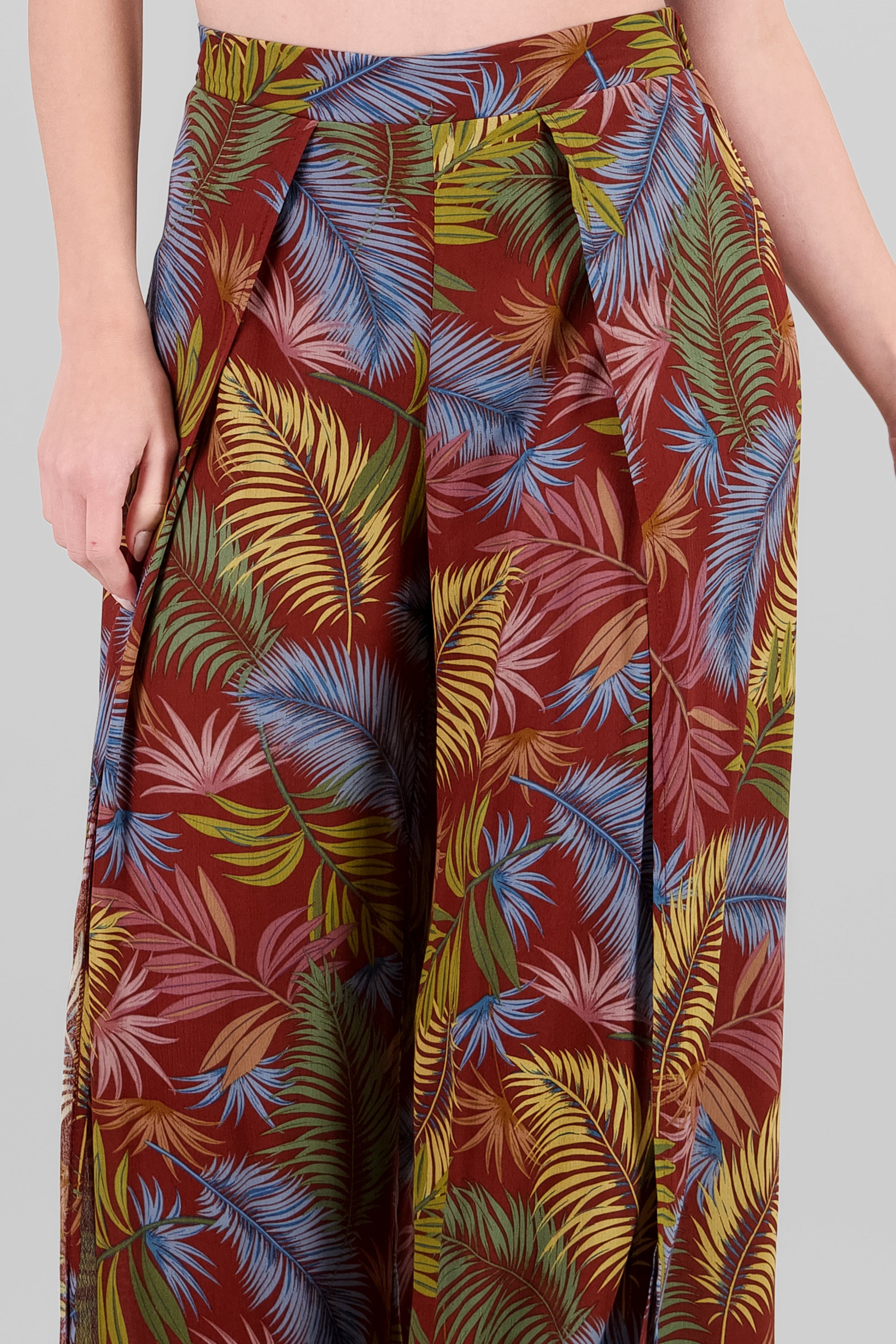 Tropical Print Pants BRICK RED