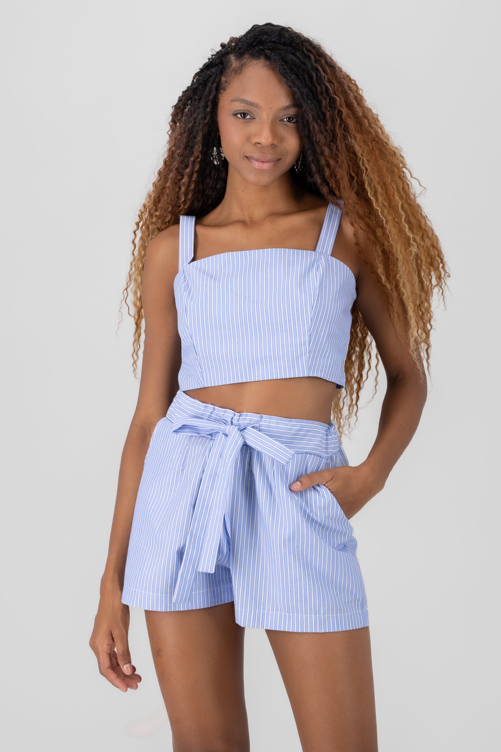 Striped Straps Top BLUE COMBO