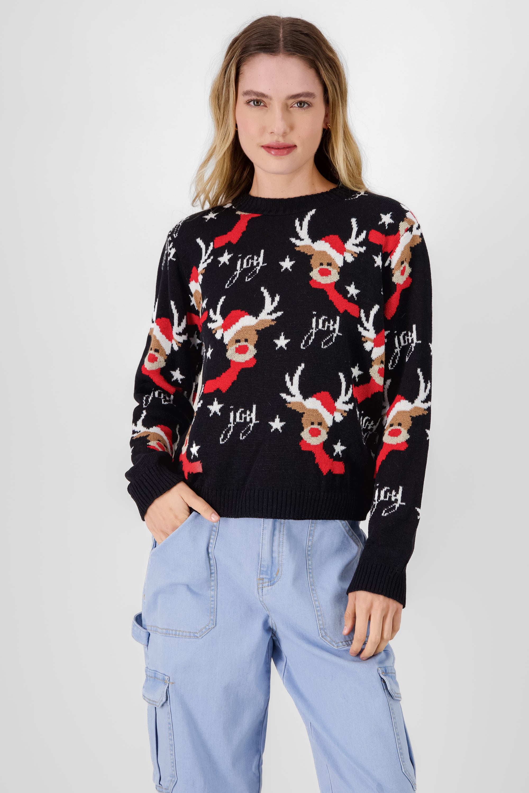 Reindeer Christmas Sweater BLACK COMBO