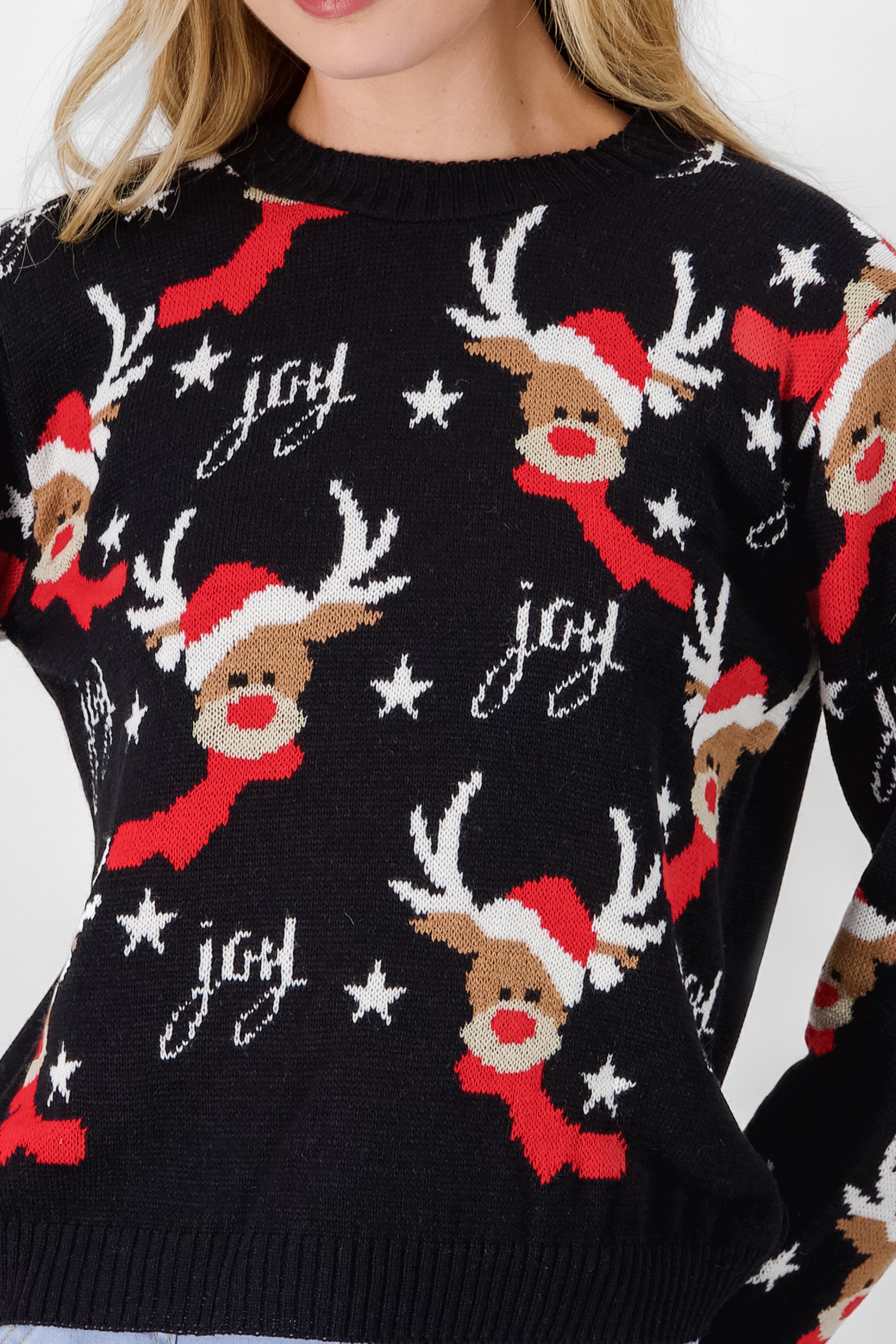 Reindeer Christmas Sweater BLACK COMBO