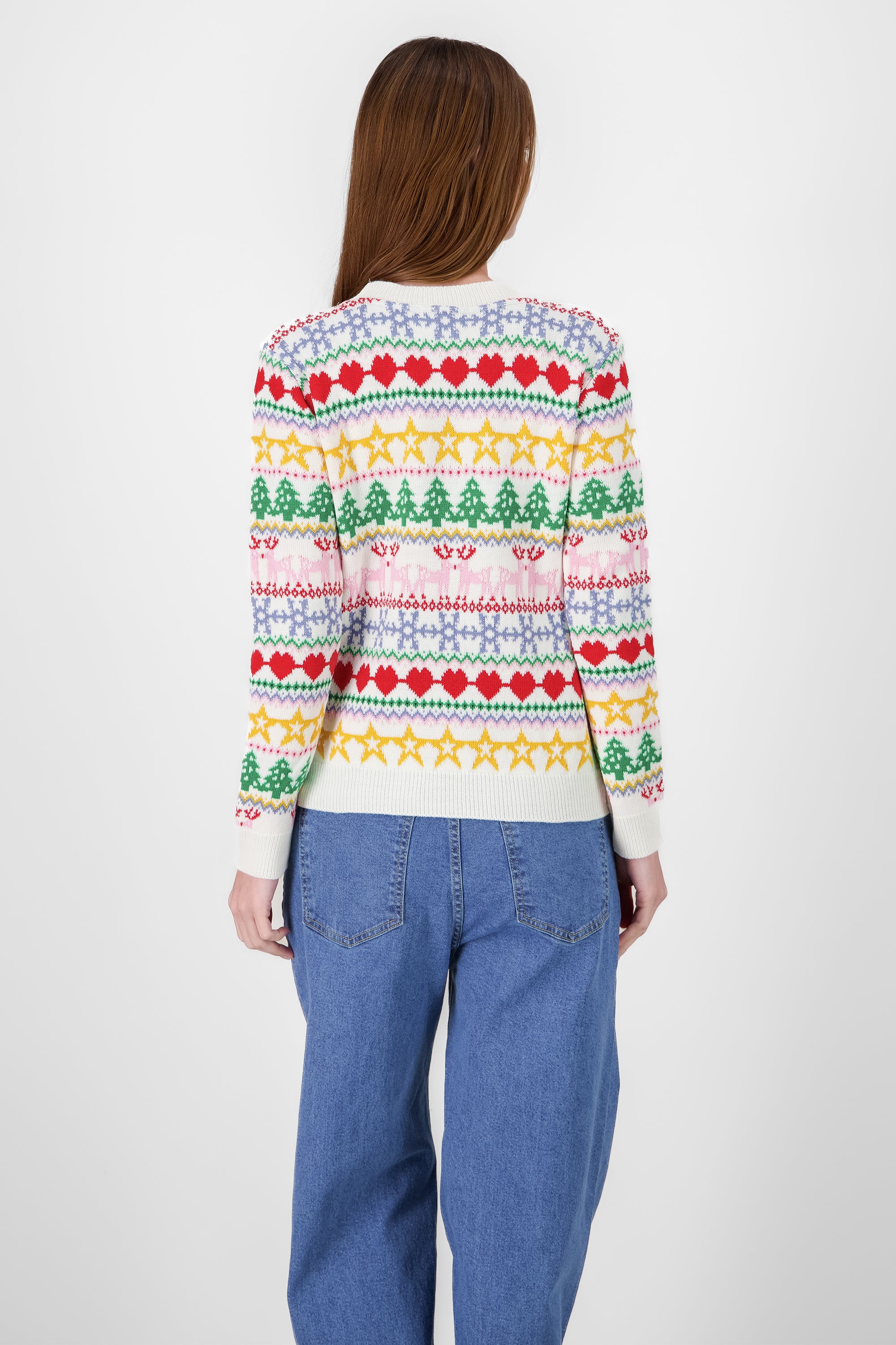 Christmas Print Sweater WHITE COMBO