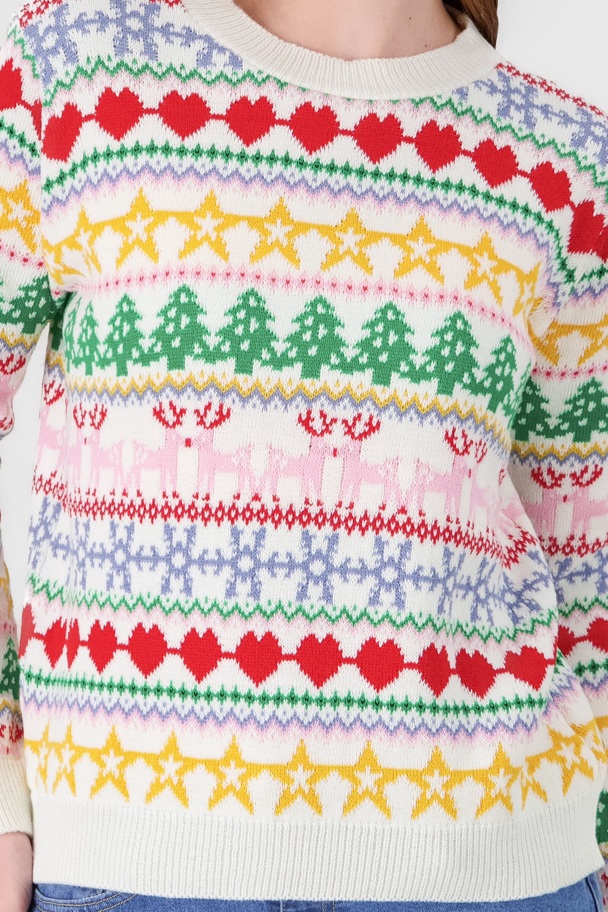 Christmas Print Sweater WHITE COMBO