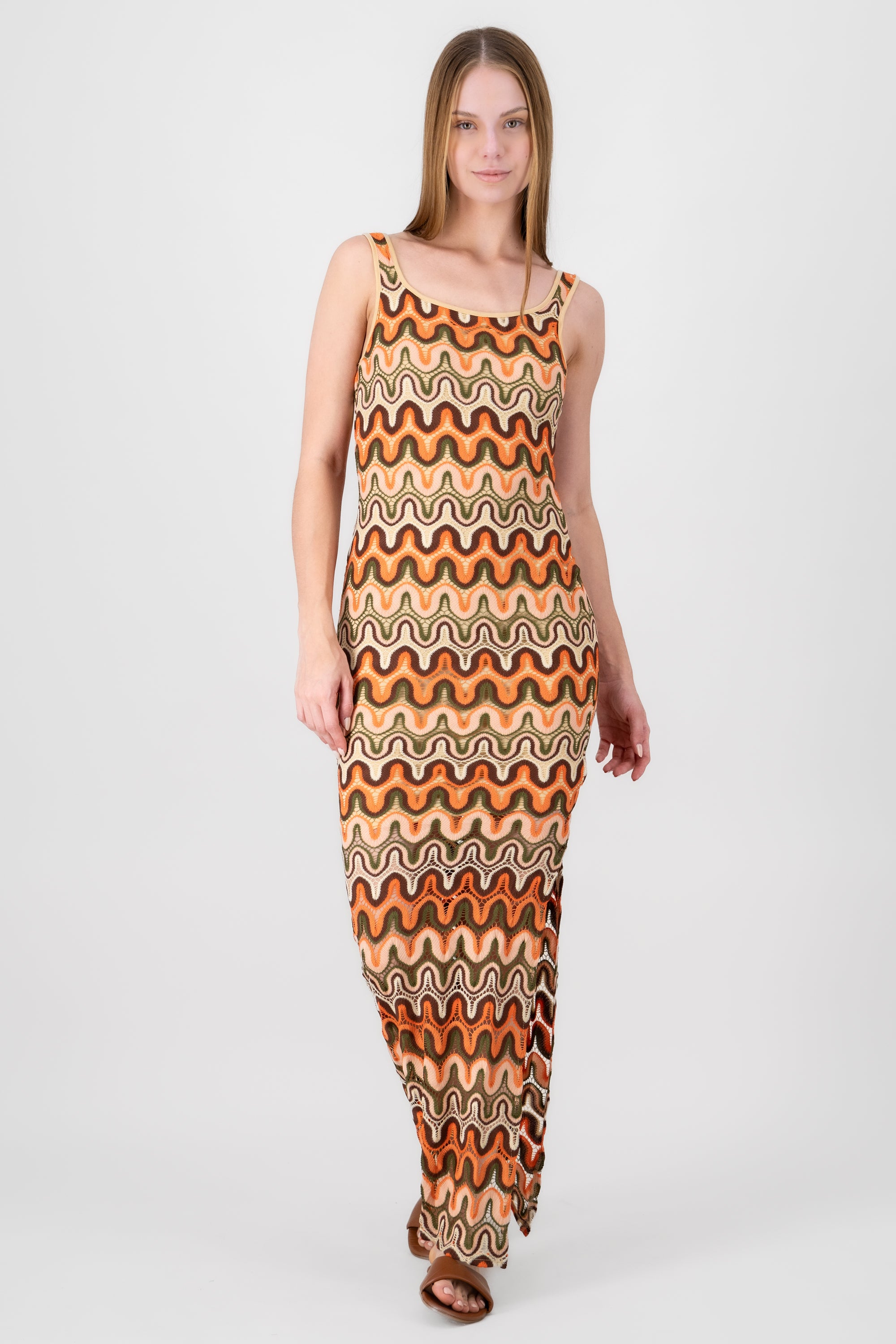 Knit Maxi Dress ORANGE COMBO