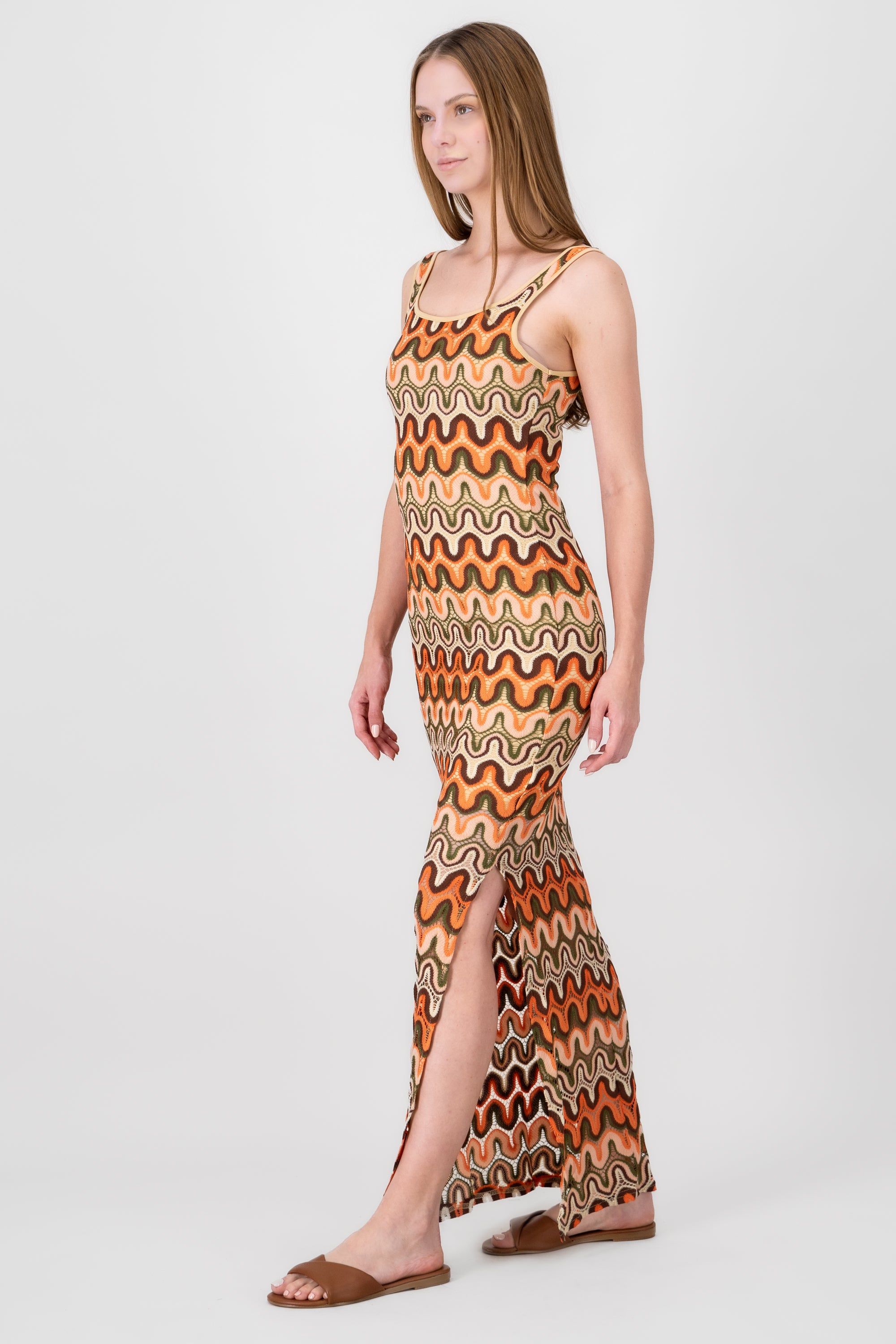 Knit Maxi Dress ORANGE COMBO