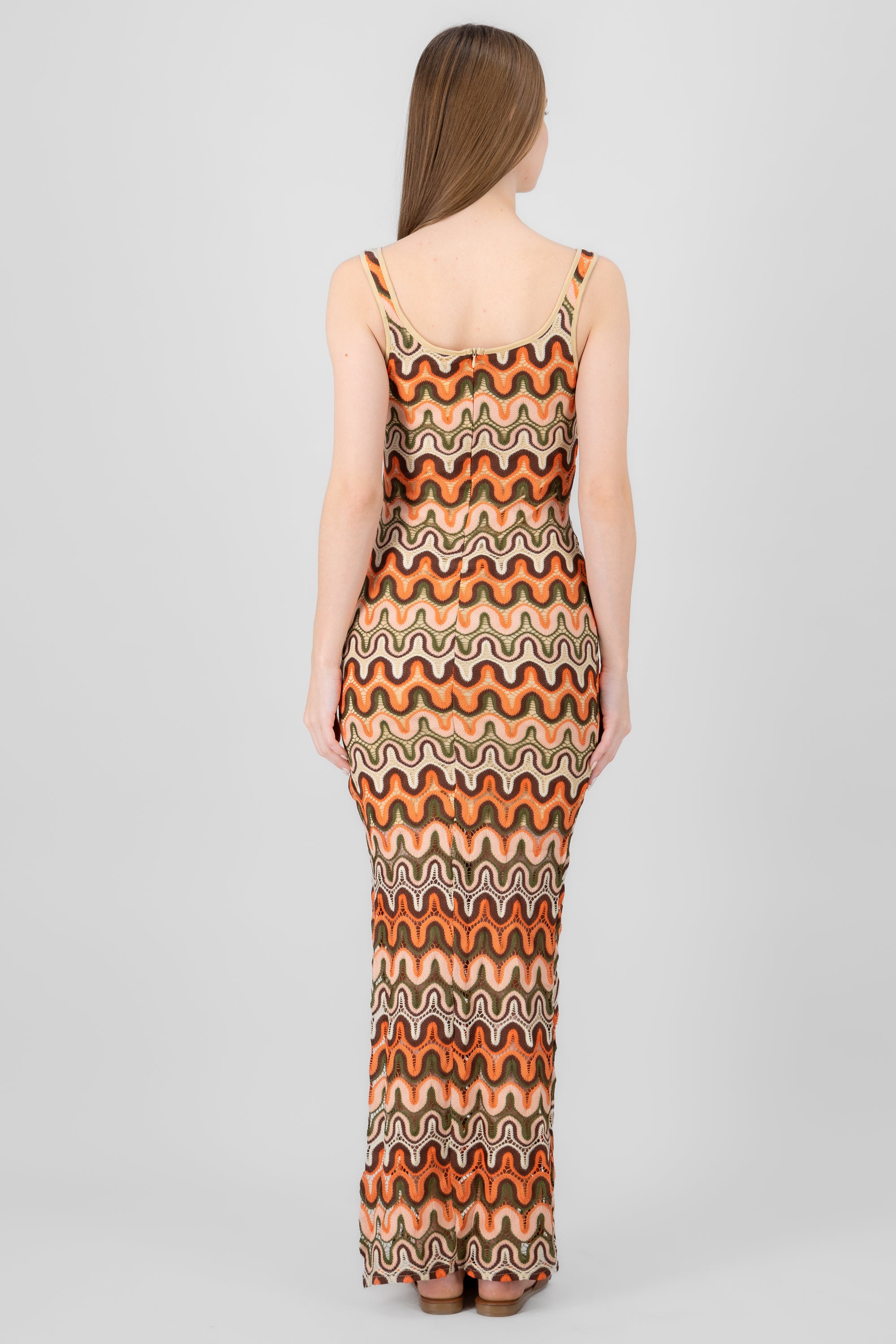 Knit Maxi Dress ORANGE COMBO